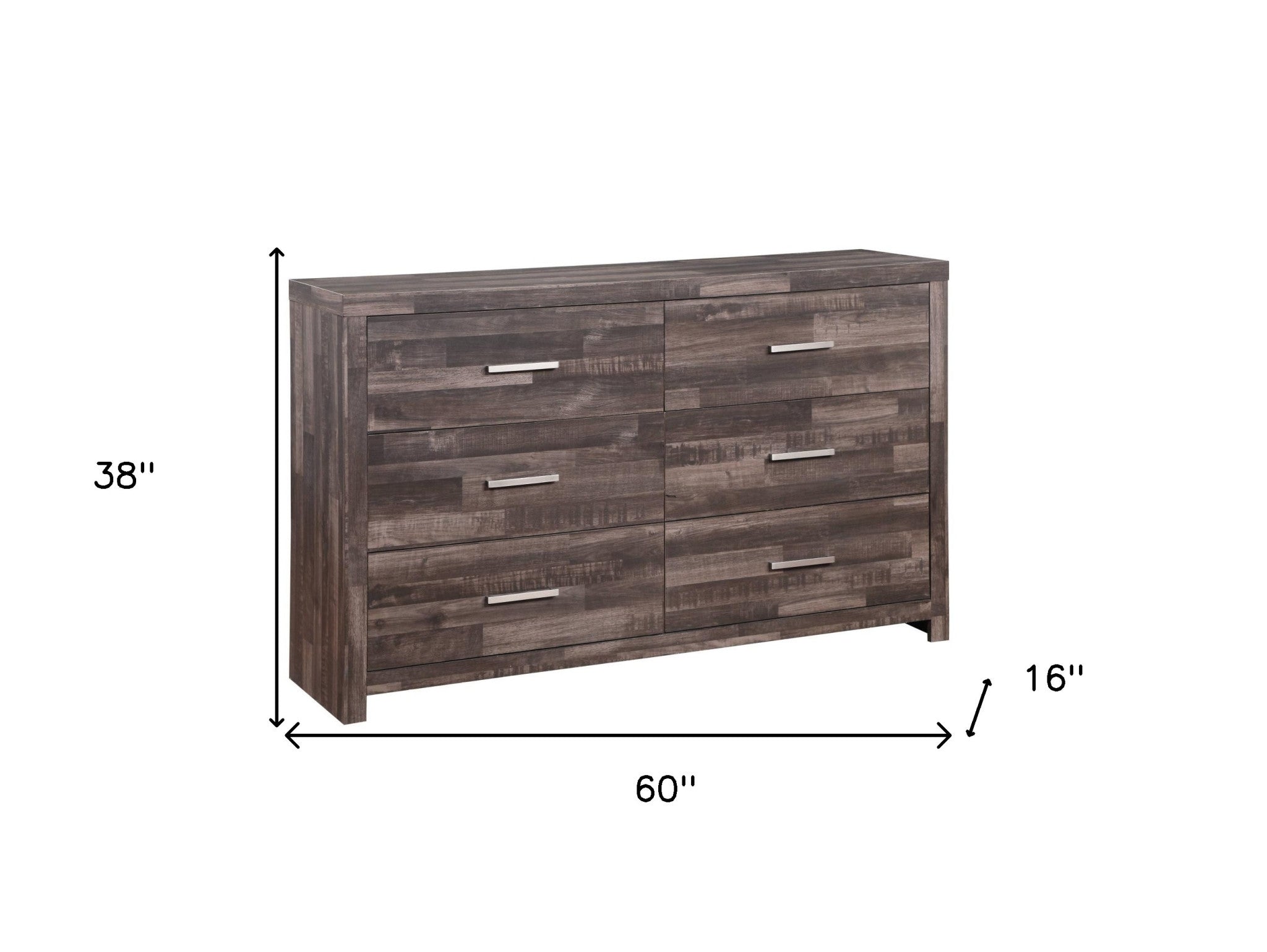 60" Dark Oak Solid Wood Six Drawer Double Dresser