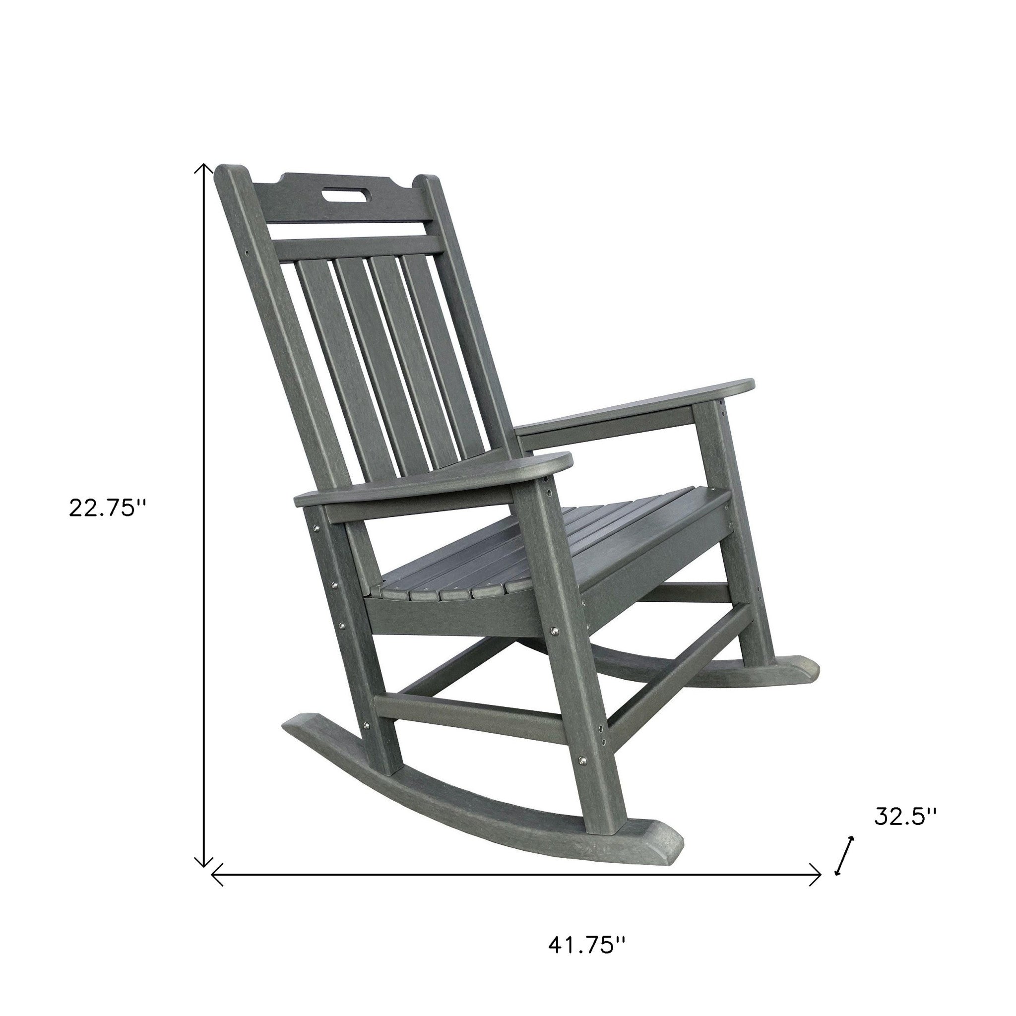 42" Gray Heavy Duty Plastic Rocking Chair