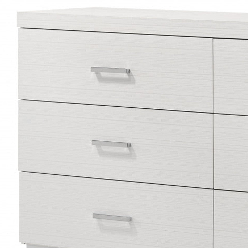 58" White Solid Wood Six Drawer Double Dresser