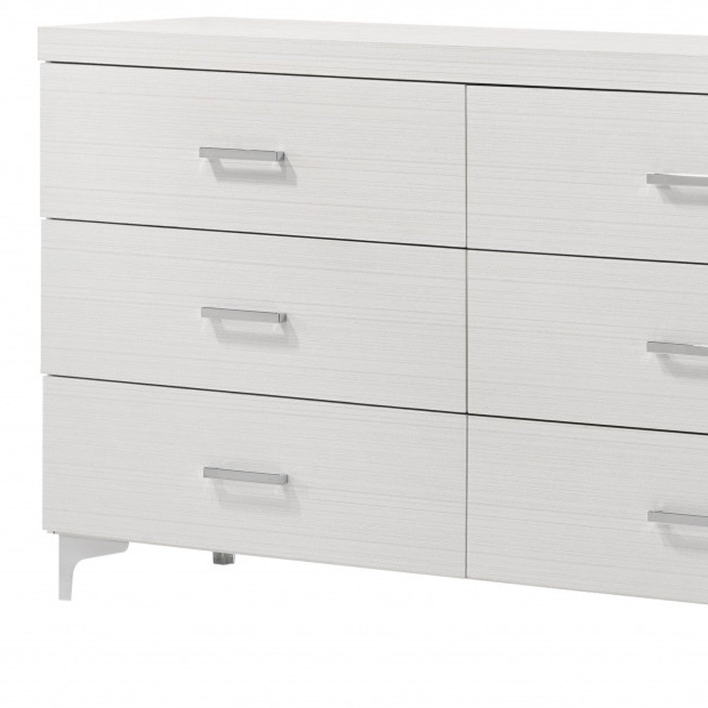 58" White Solid Wood Six Drawer Double Dresser