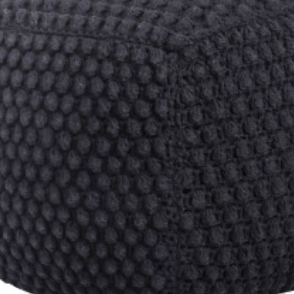 18" Black Cotton Blend Pouf Ottoman