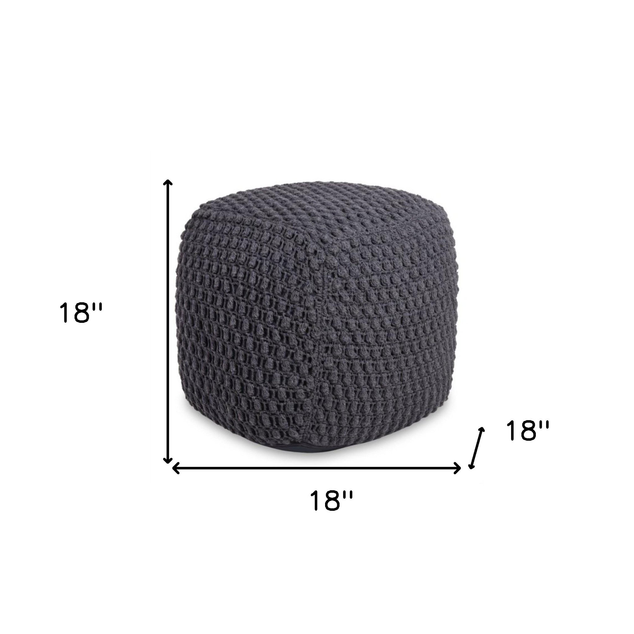 18" Gray Cotton Blend Pouf Ottoman