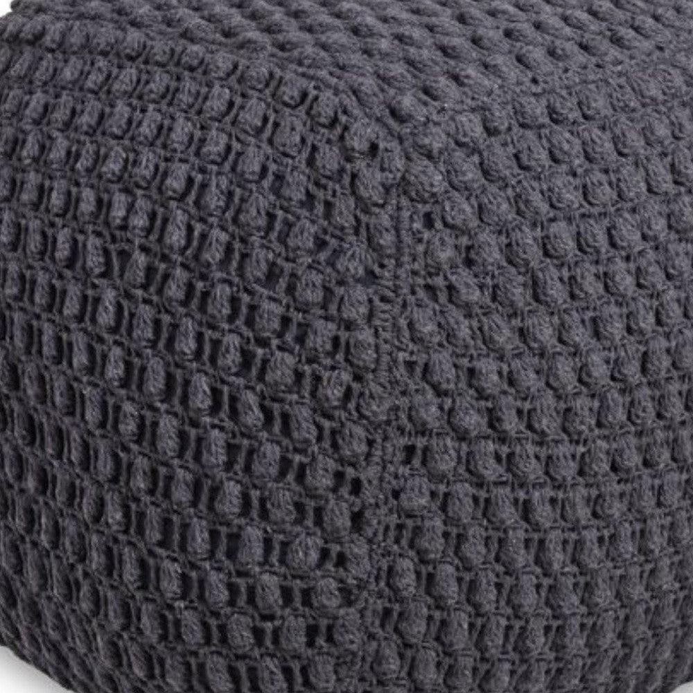 18" Gray Cotton Blend Pouf Ottoman