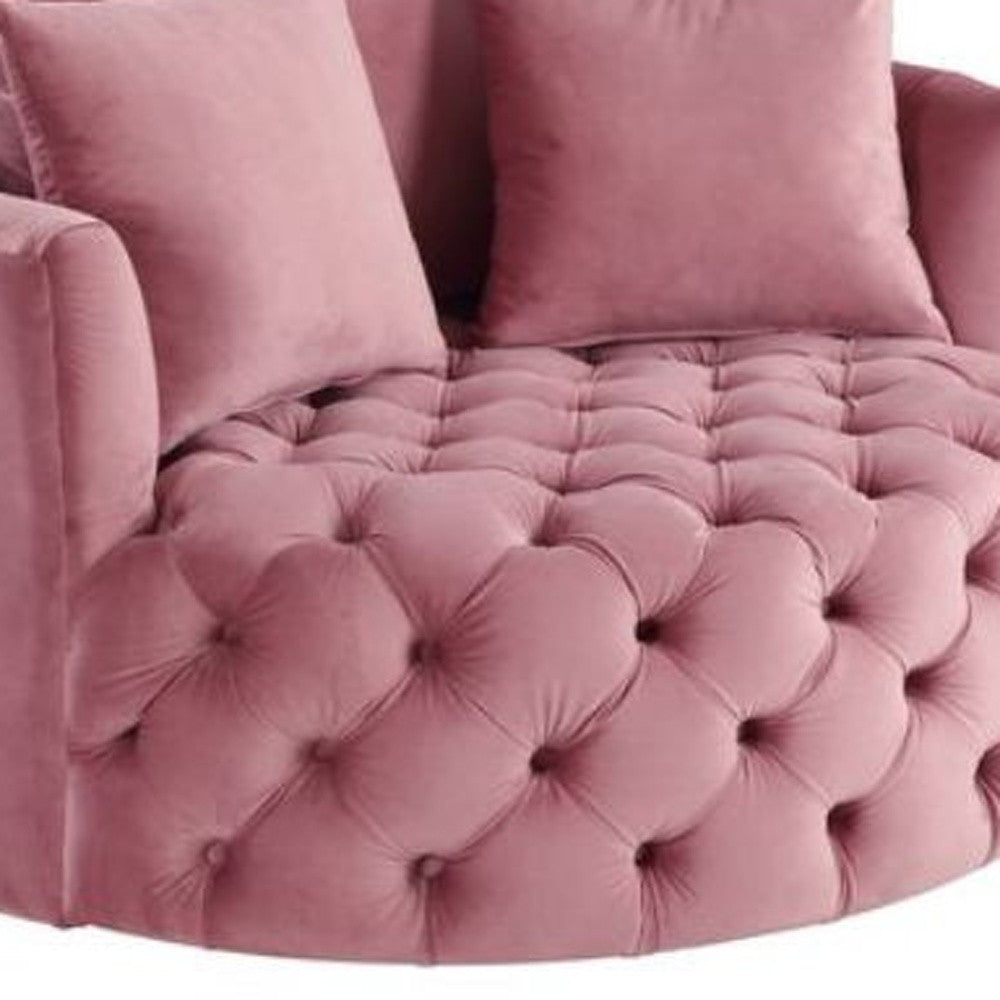 43" Pink Velvet Solid Color Barrel Chair