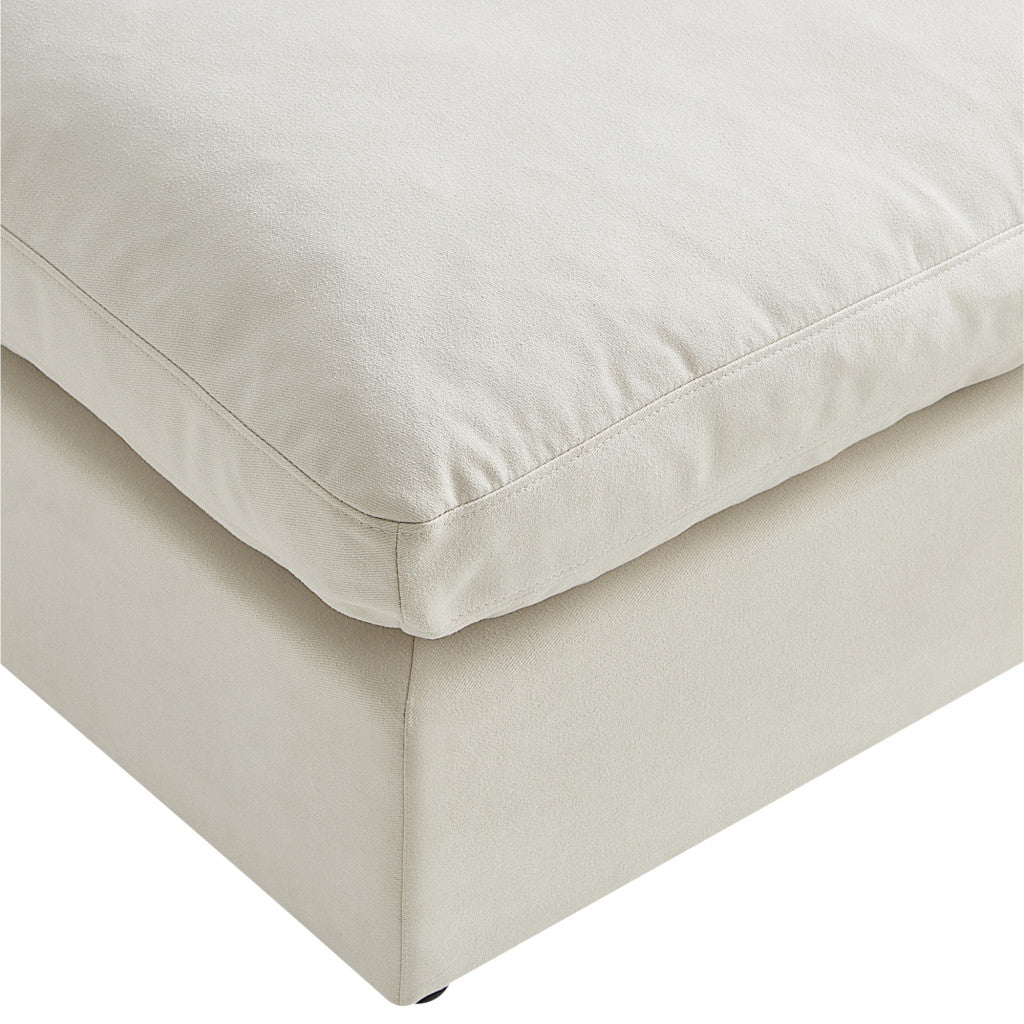 36" White Linen And Black Ottoman