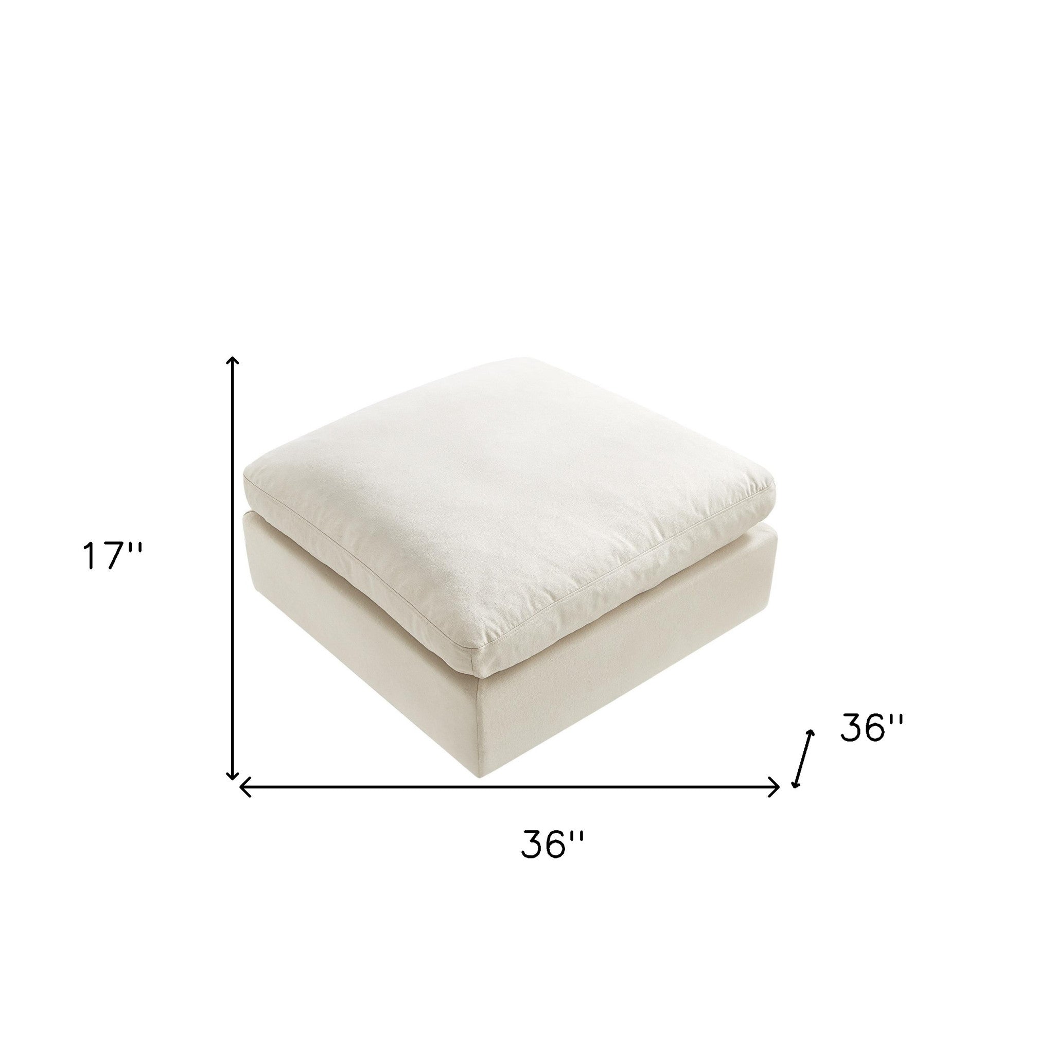 36" White Linen And Black Ottoman