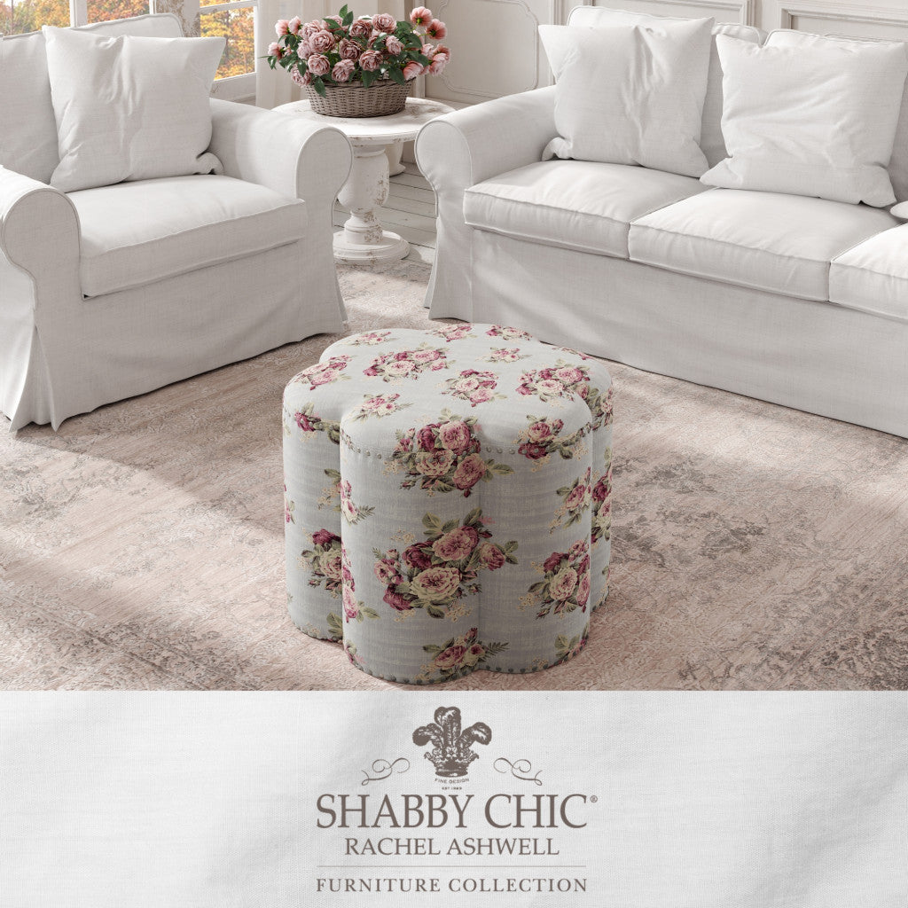 25" Pink Linen Specialty Ottoman