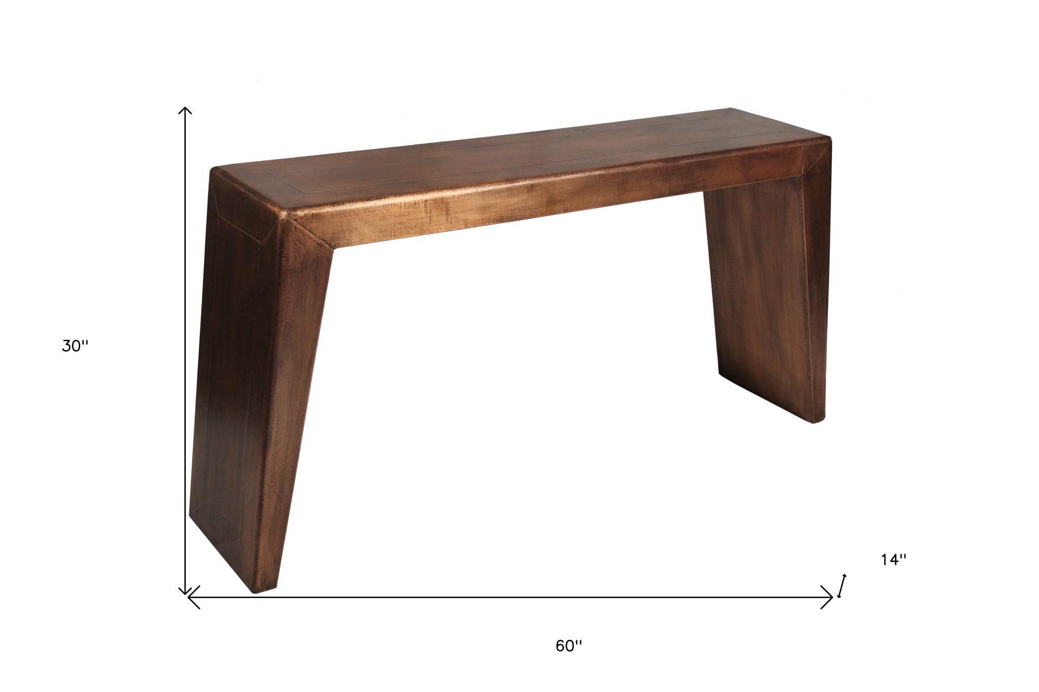 60" Copper Aluminum Sled Console Table