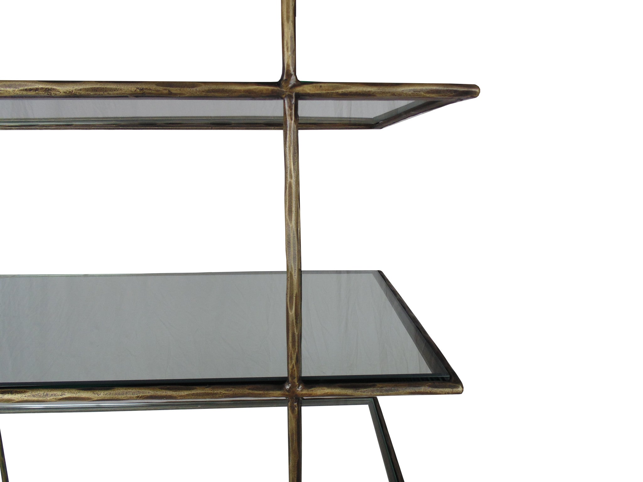 59" Clear And Gold Iron Five Tier Etagere Bookcase