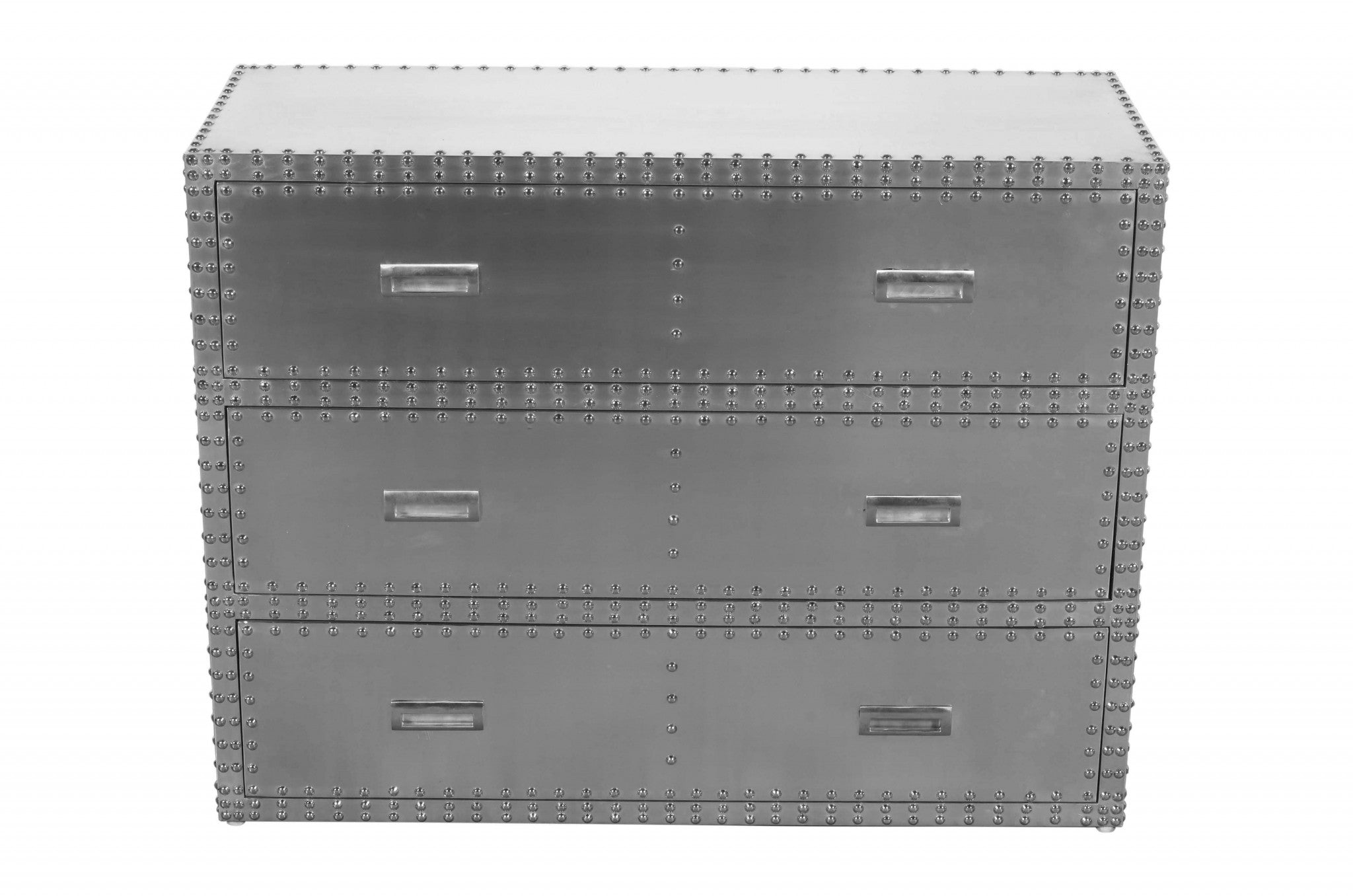 42" Silver Aluminum Three Drawer Dresser