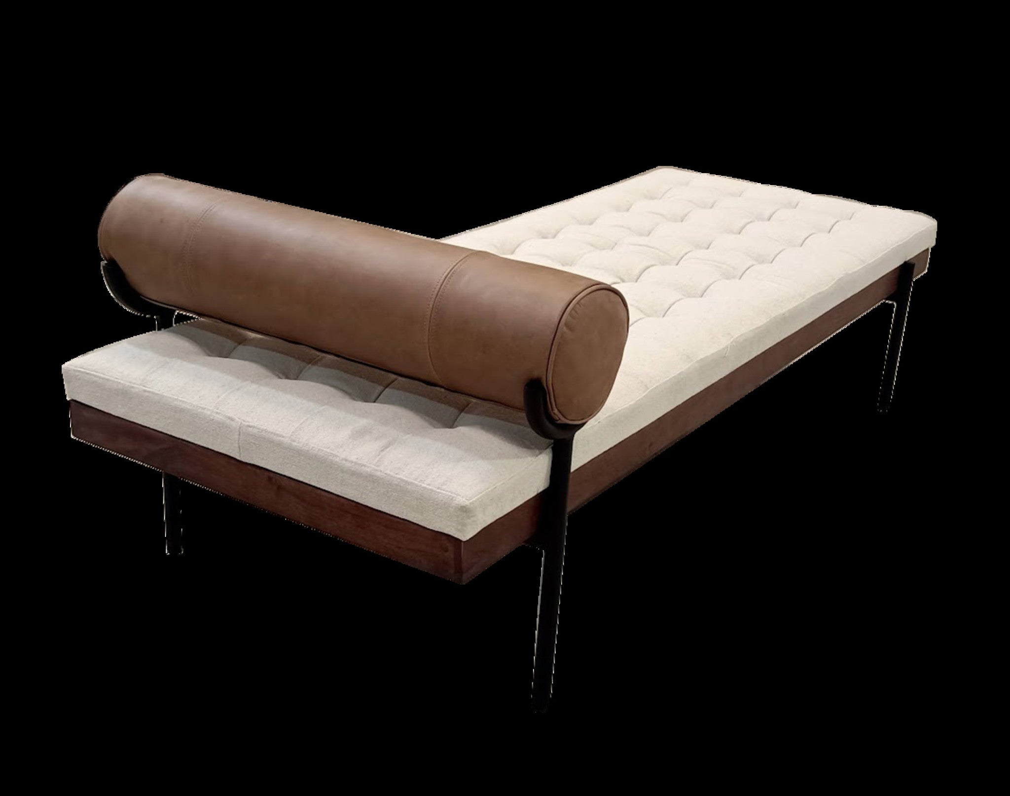 72" Black And Ivory Upholstered Cotton Blend Bedroom Bench