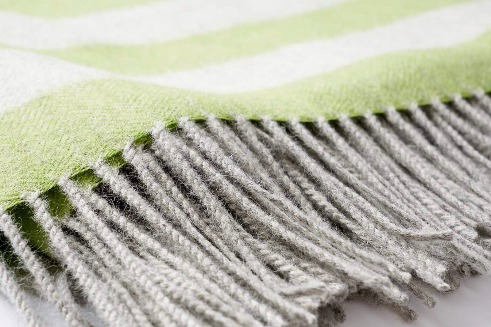 Gray Woven Wool Striped Reversable Throw