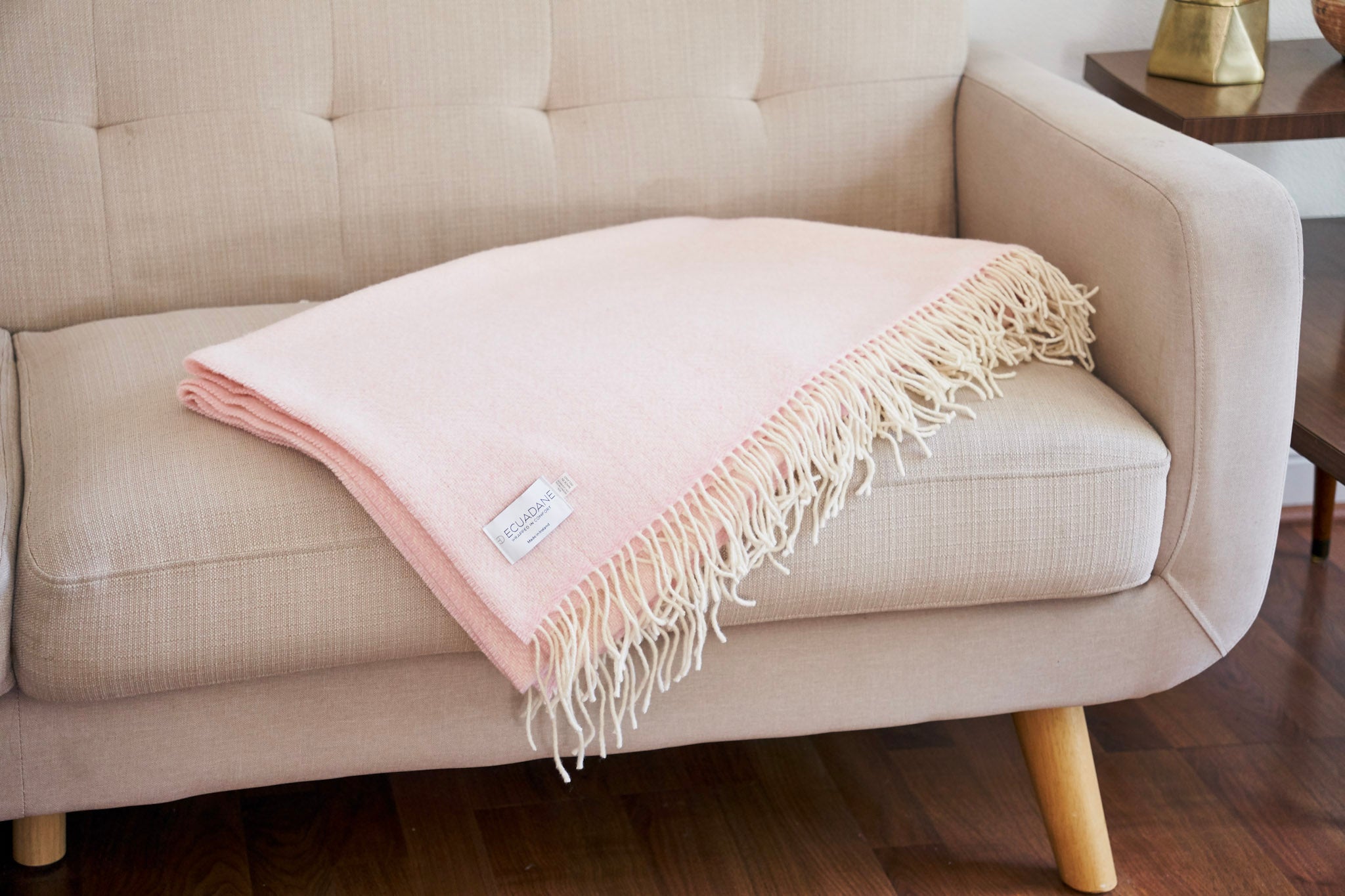 Pink Woven Wool Solid Color Reversable Throw