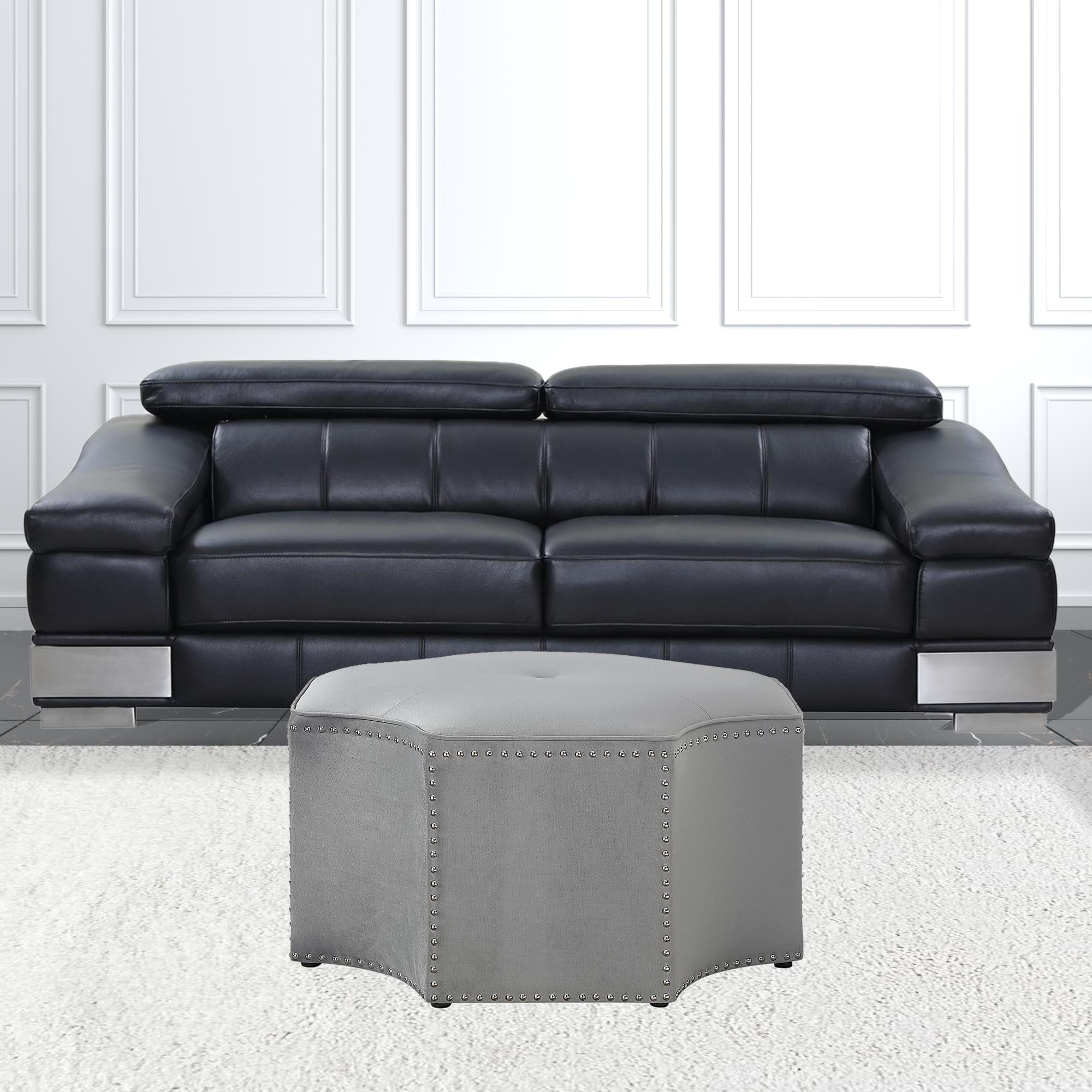 33" Gray Linen Specialty Cocktail Ottoman