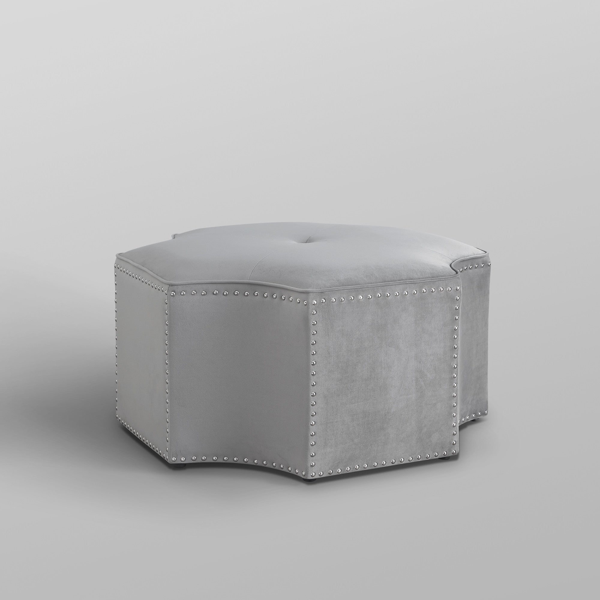 33" Gray Linen Specialty Cocktail Ottoman