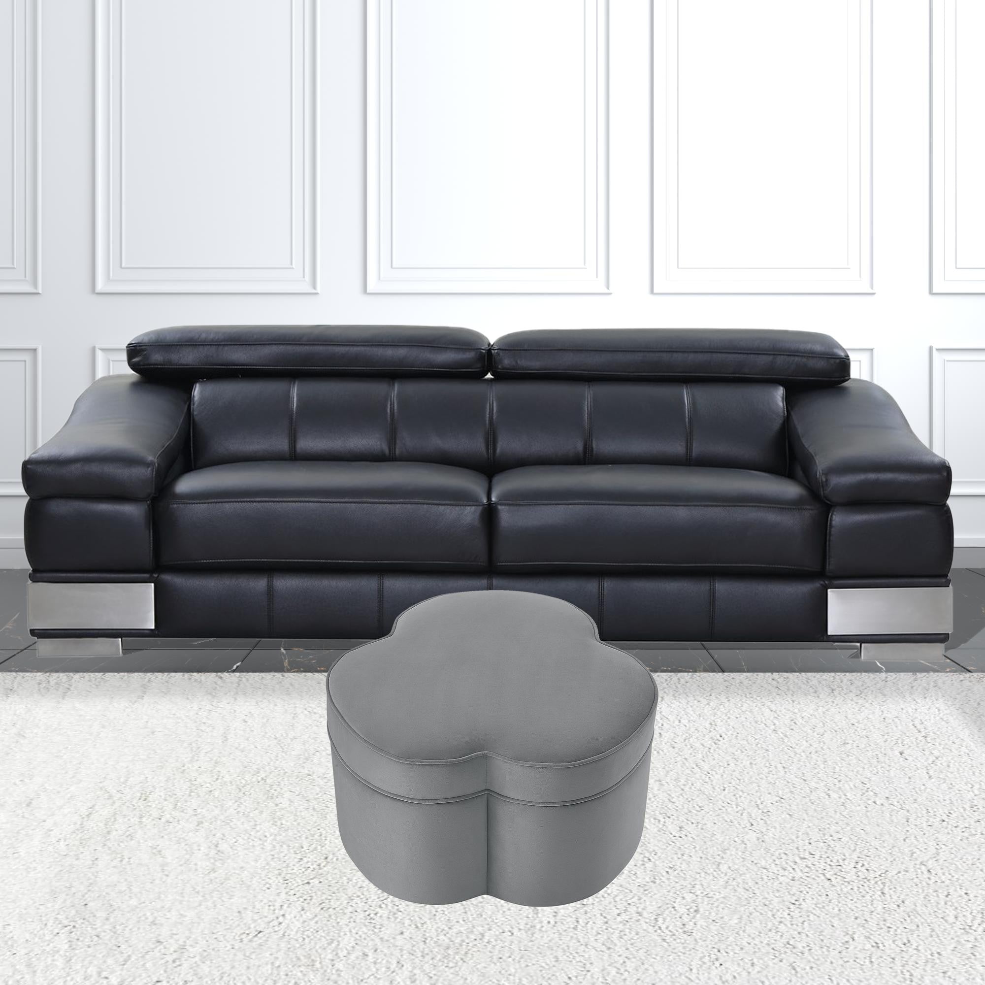 28" Gray Velvet Specialty Cocktail Ottoman