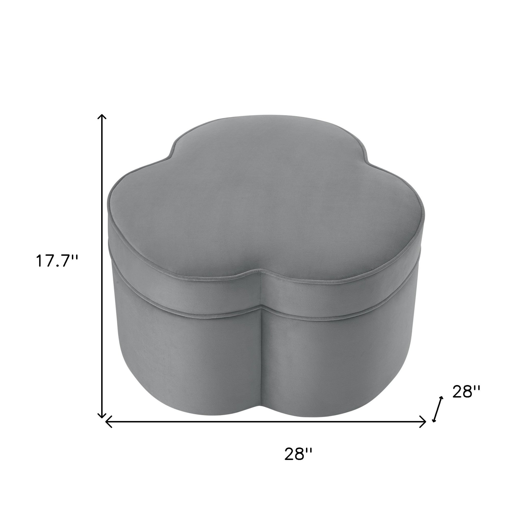 28" Gray Velvet Specialty Cocktail Ottoman