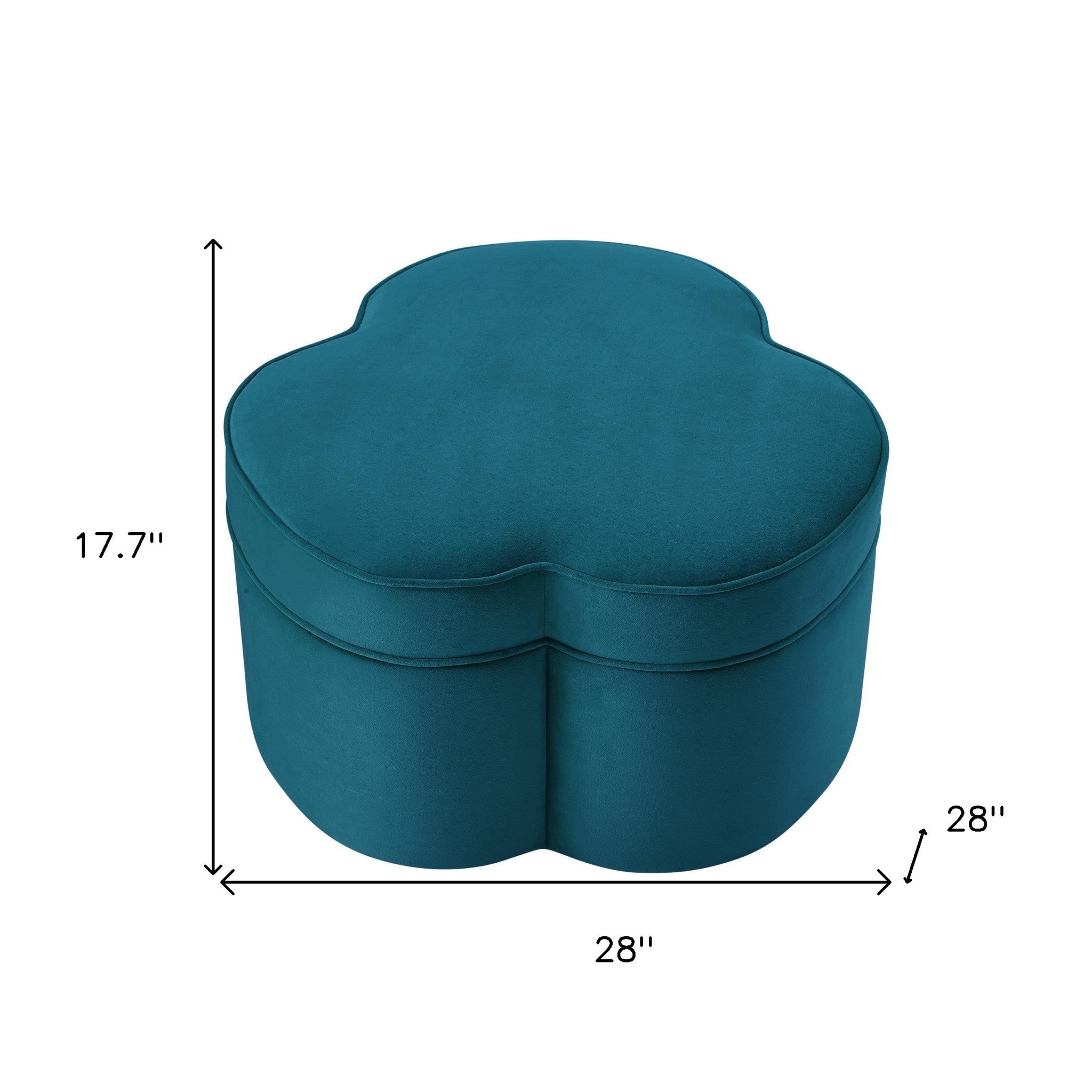 28" Teal Blue Velvet Specialty Cocktail Ottoman