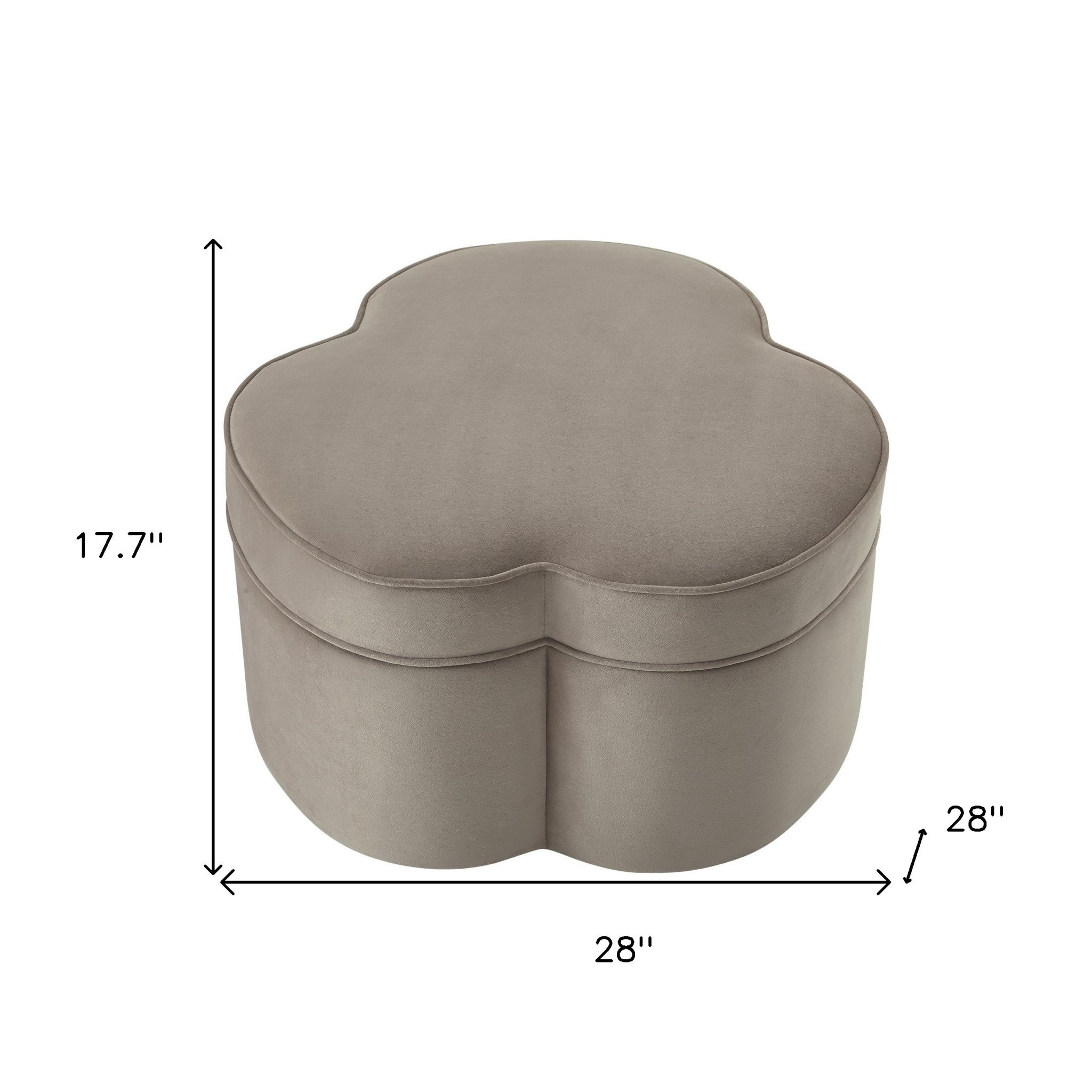 28" Taupe Velvet Specialty Cocktail Ottoman