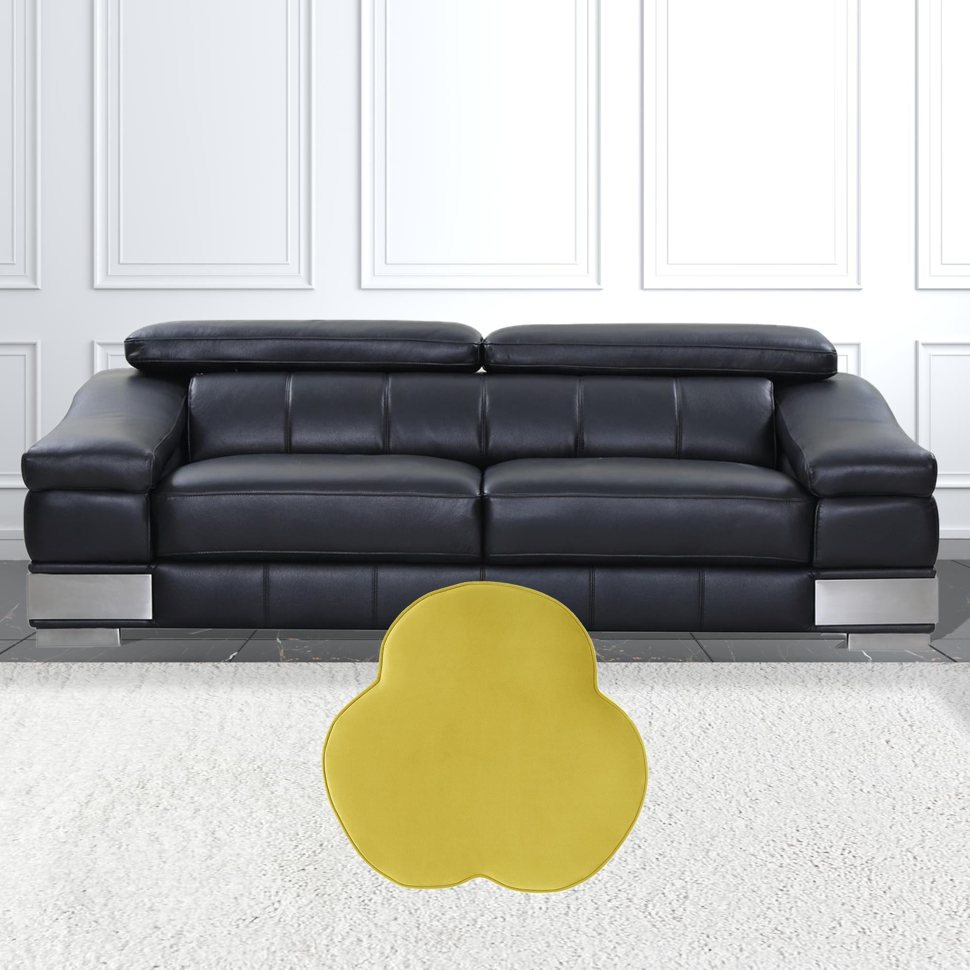 28" Yellow Velvet Specialty Cocktail Ottoman