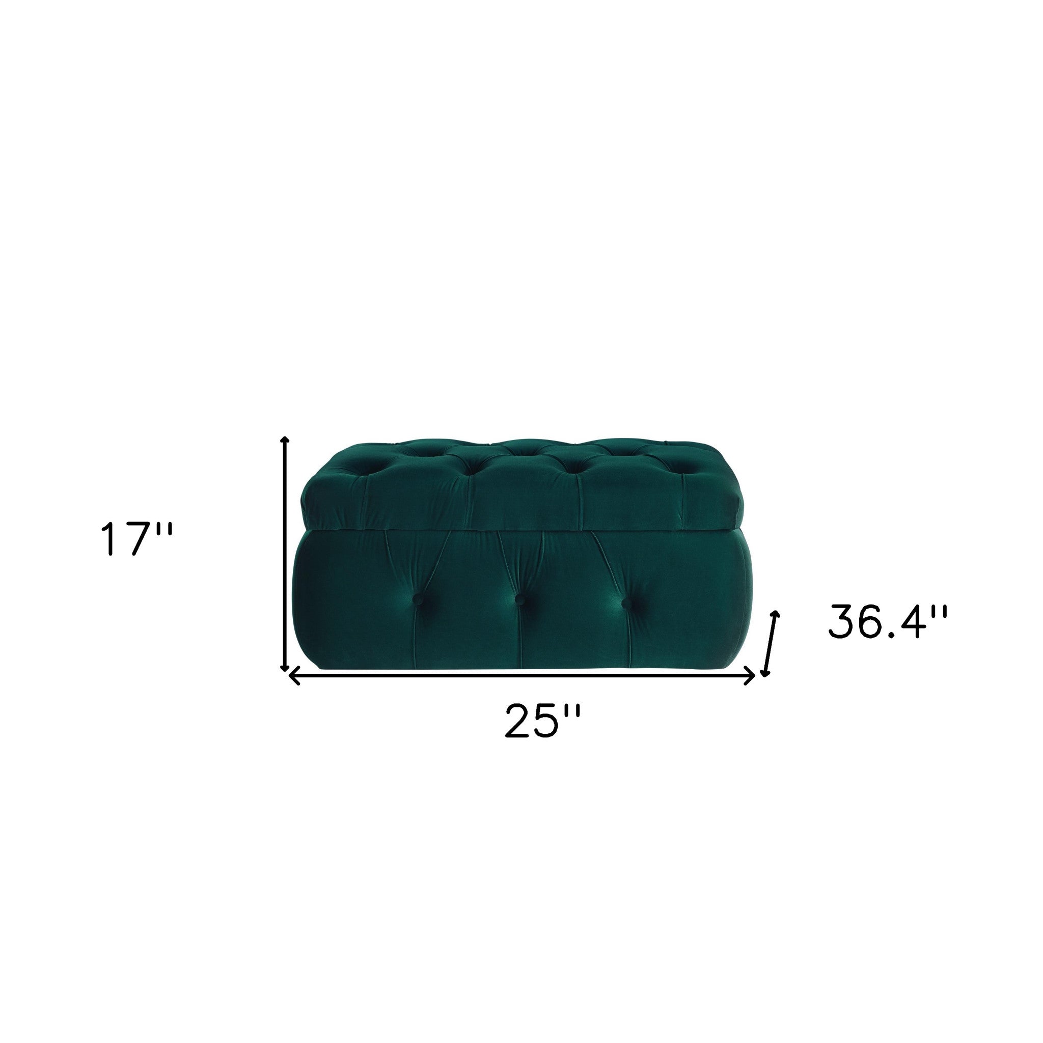 25" Green Velvet Tufted Storage