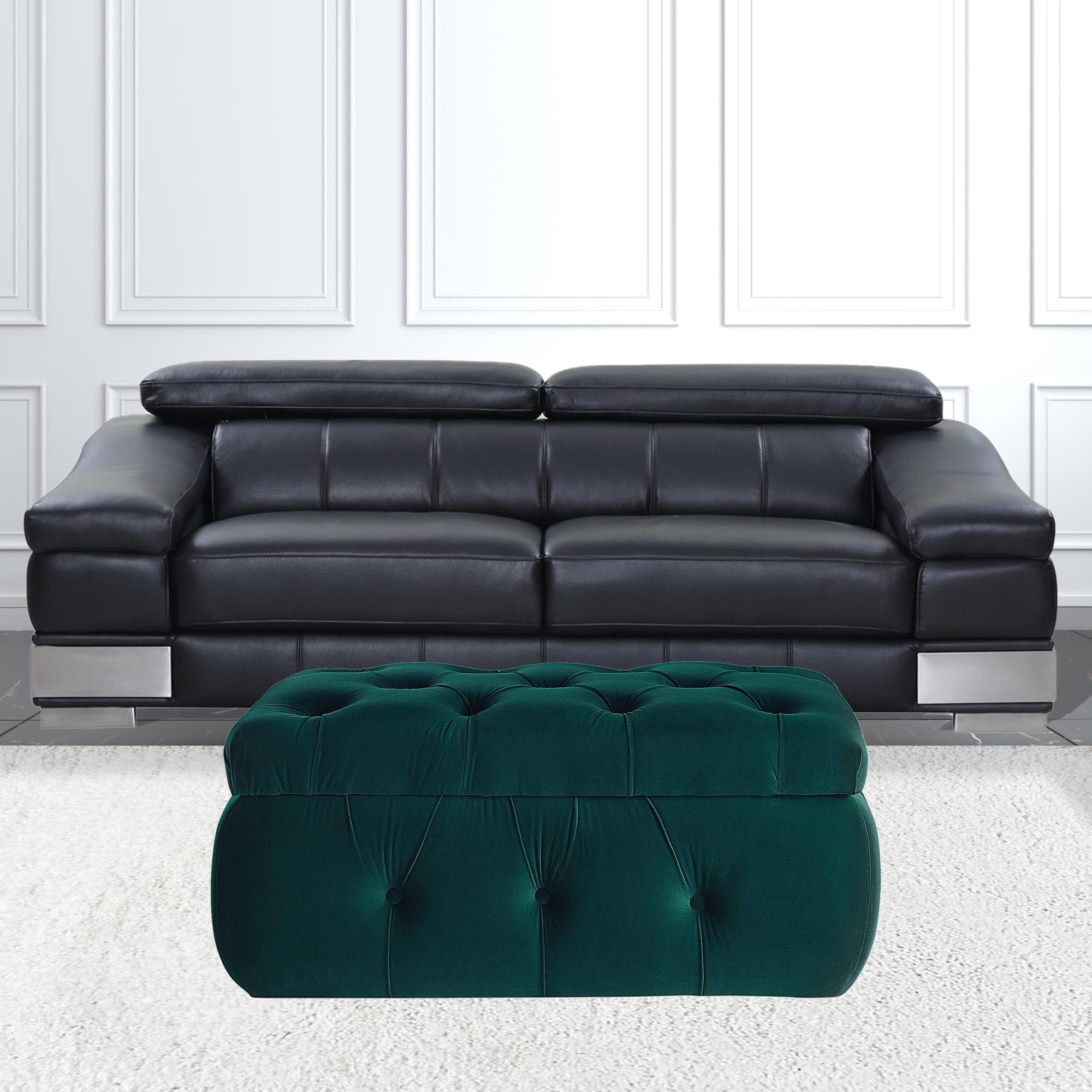 25" Green Velvet Tufted Storage