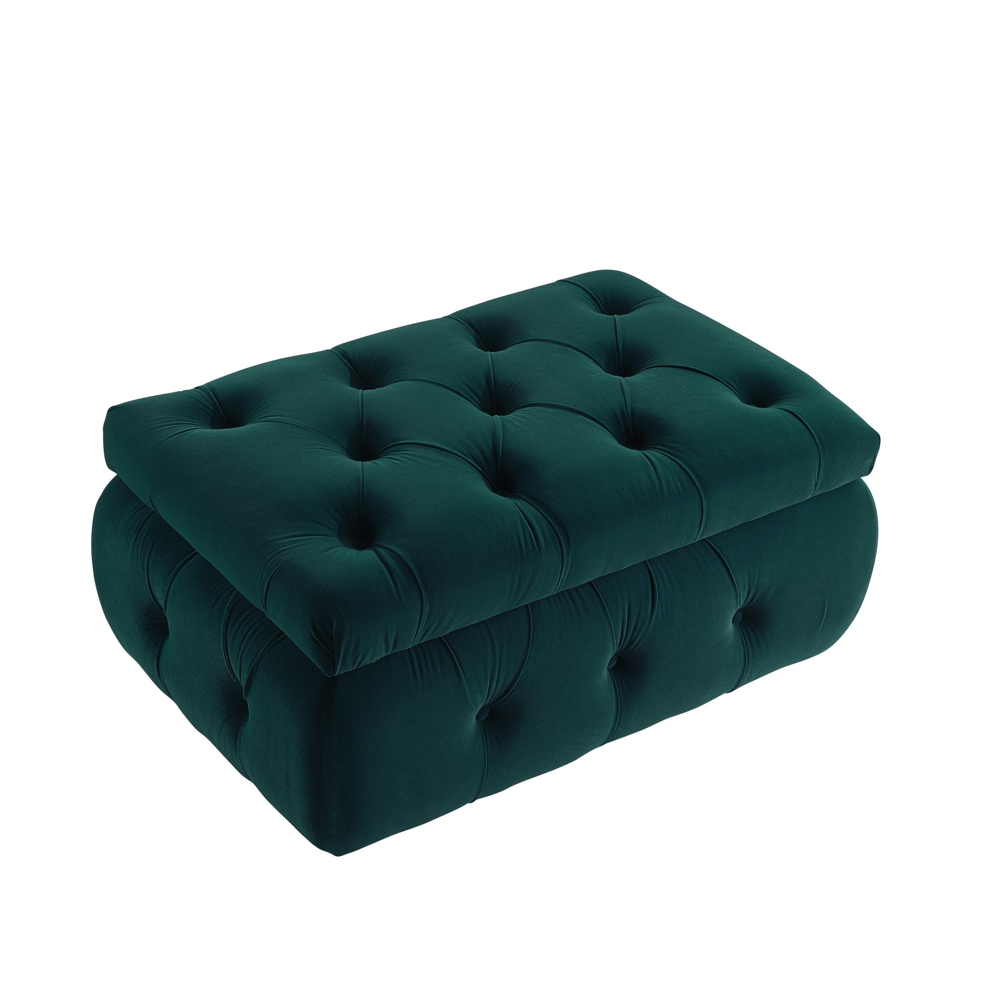 25" Green Velvet Tufted Storage