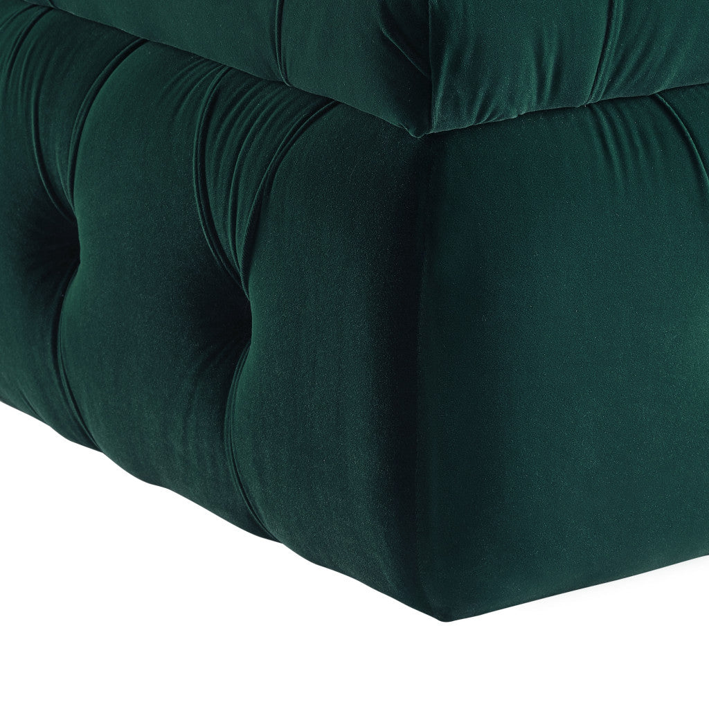 25" Green Velvet Tufted Storage