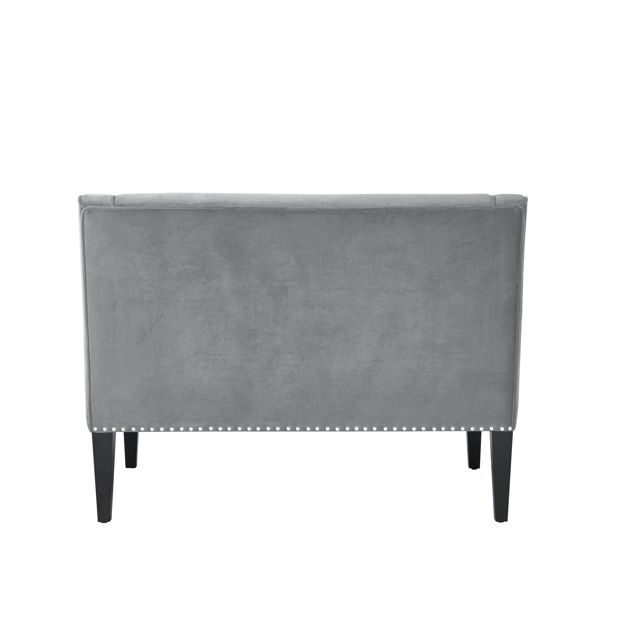 45" Gray And Brown Upholstered Velvet Bench