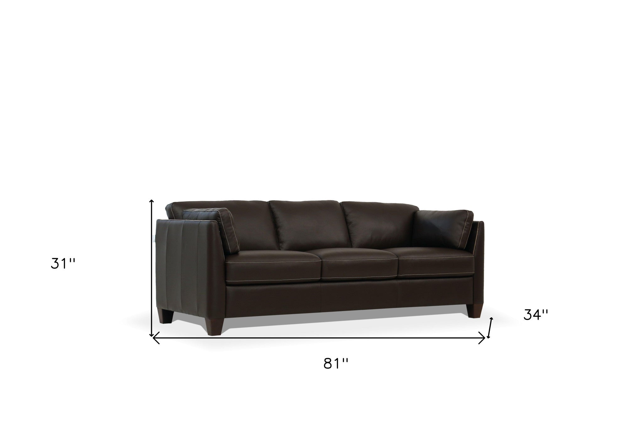 81" Chocolate Leather And Black Sofa