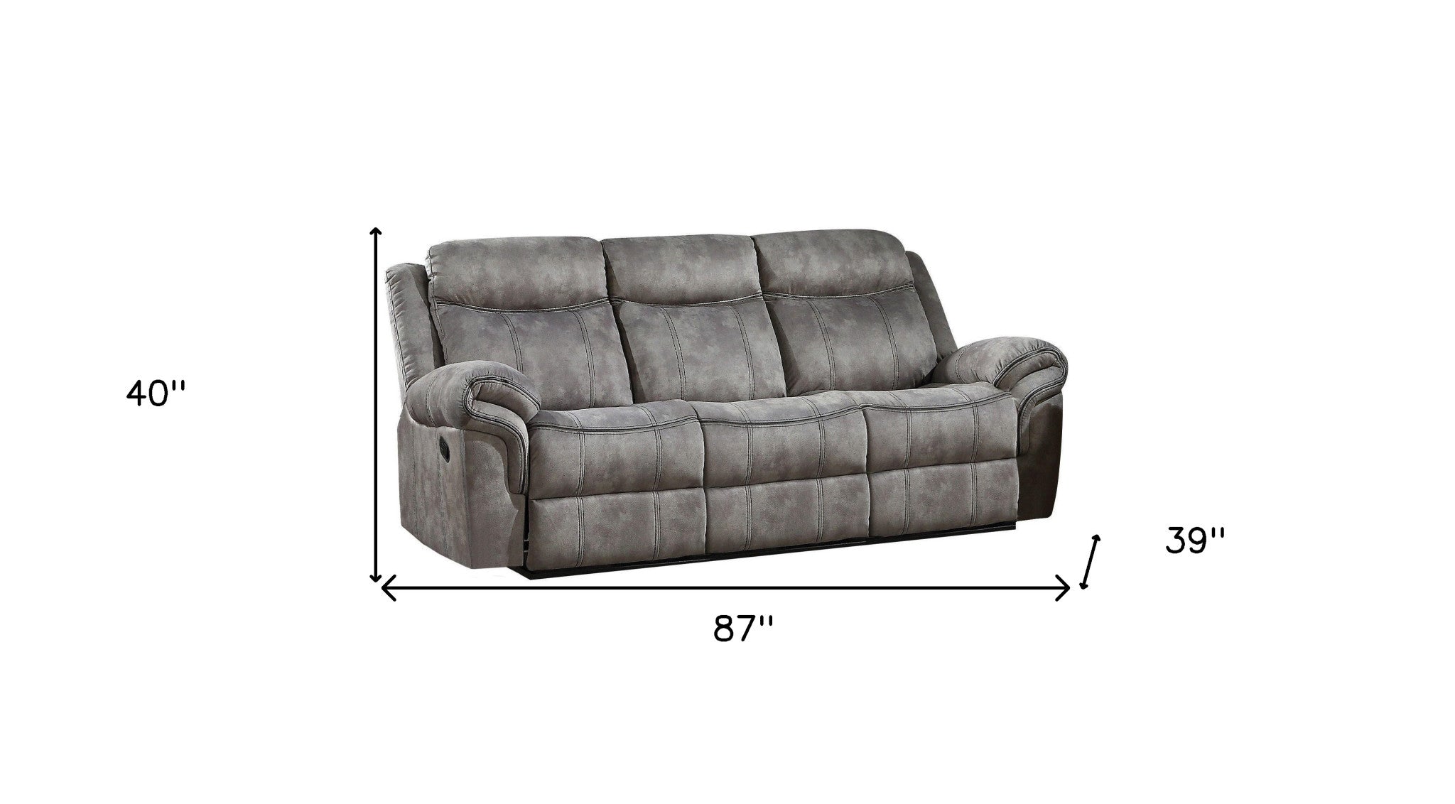 87" Gray Velvet And Black Usb Sofa