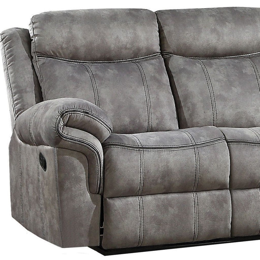 87" Gray Velvet And Black Usb Sofa