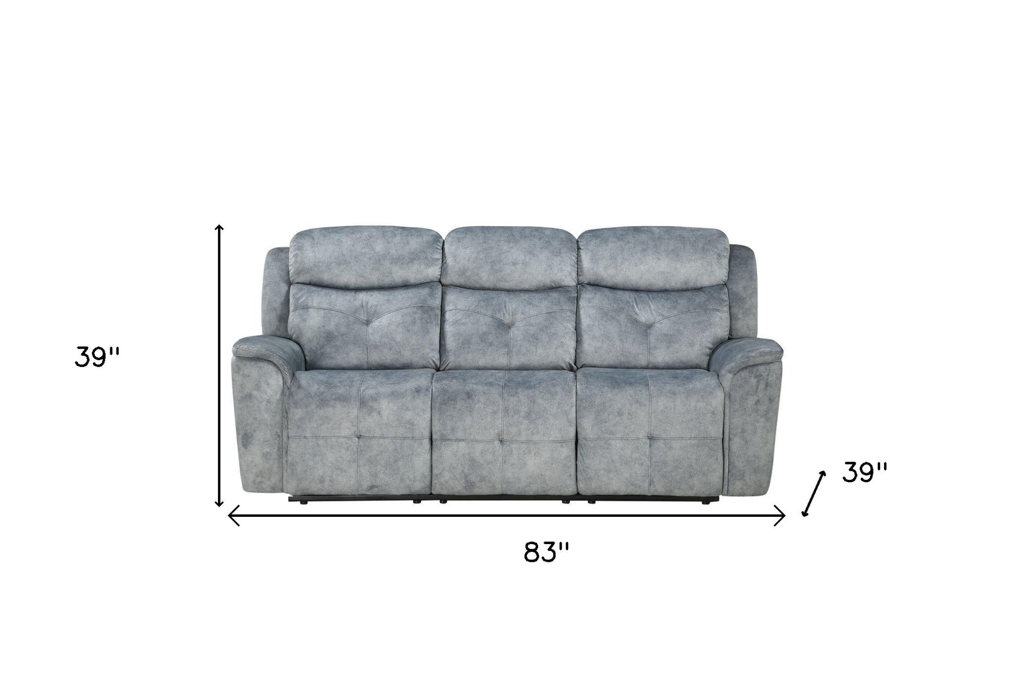 83" Gray Velvet And Black Sofa