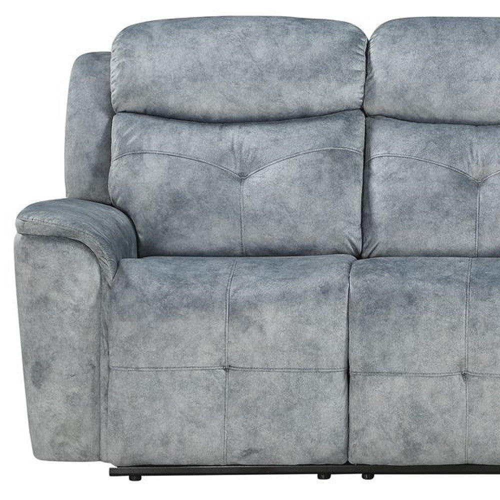 83" Gray Velvet And Black Sofa