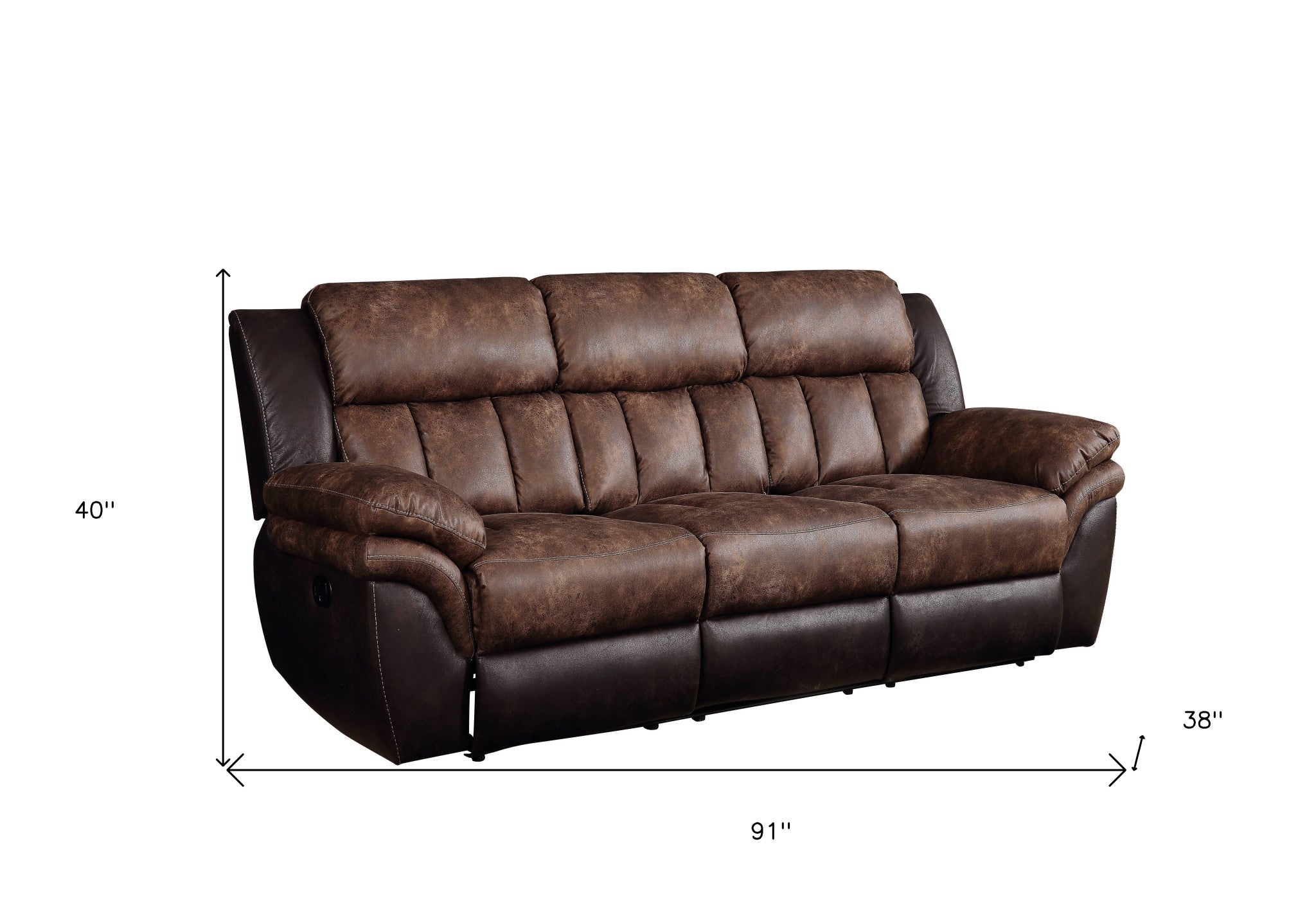 91" Espresso Microfiber And Black Sofa