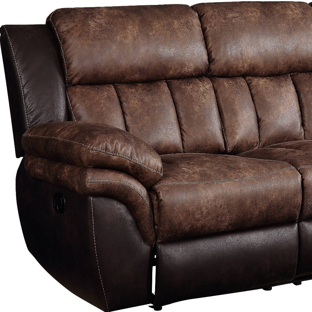 91" Espresso Microfiber And Black Sofa