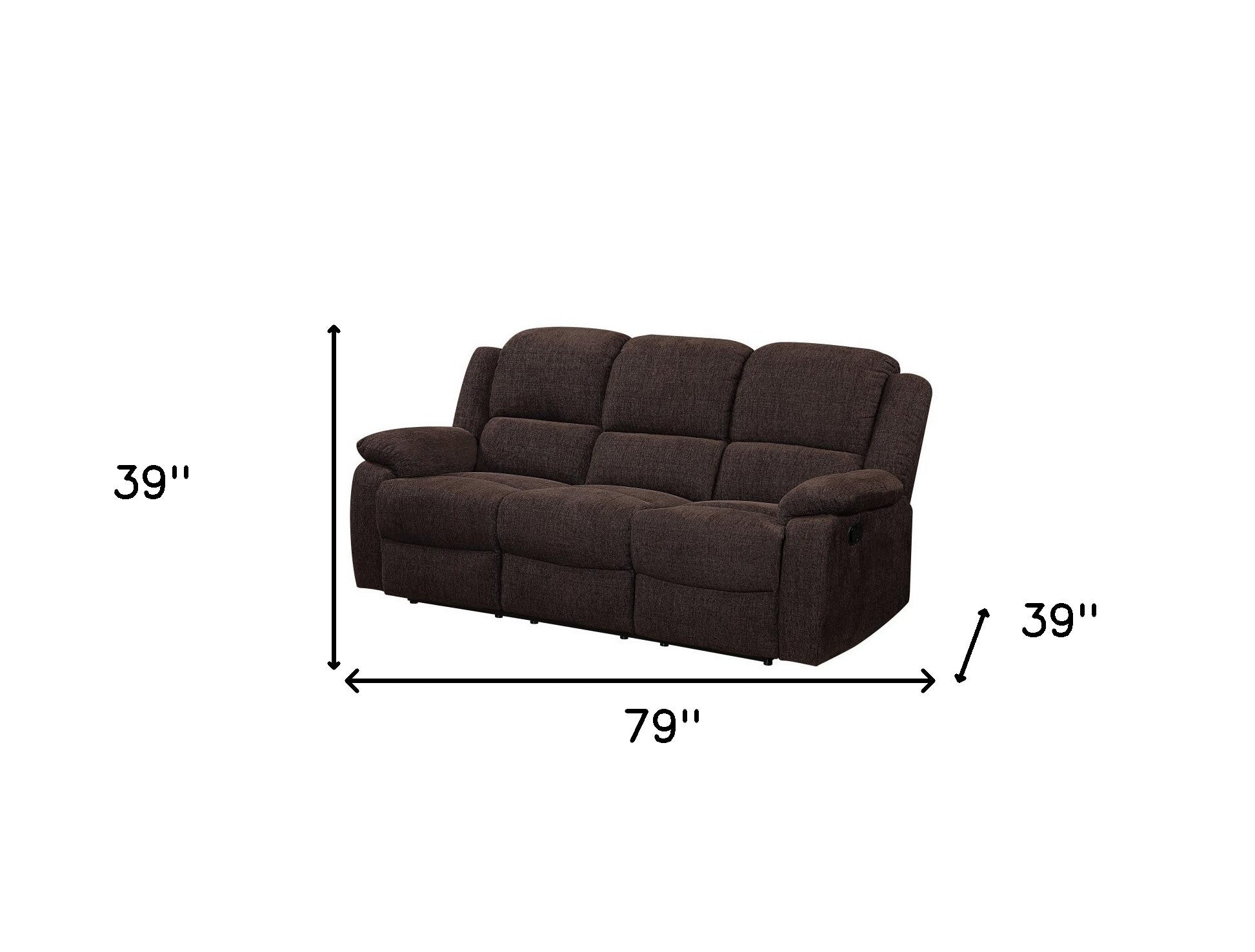 79" Brown Chenille And Black Sofa