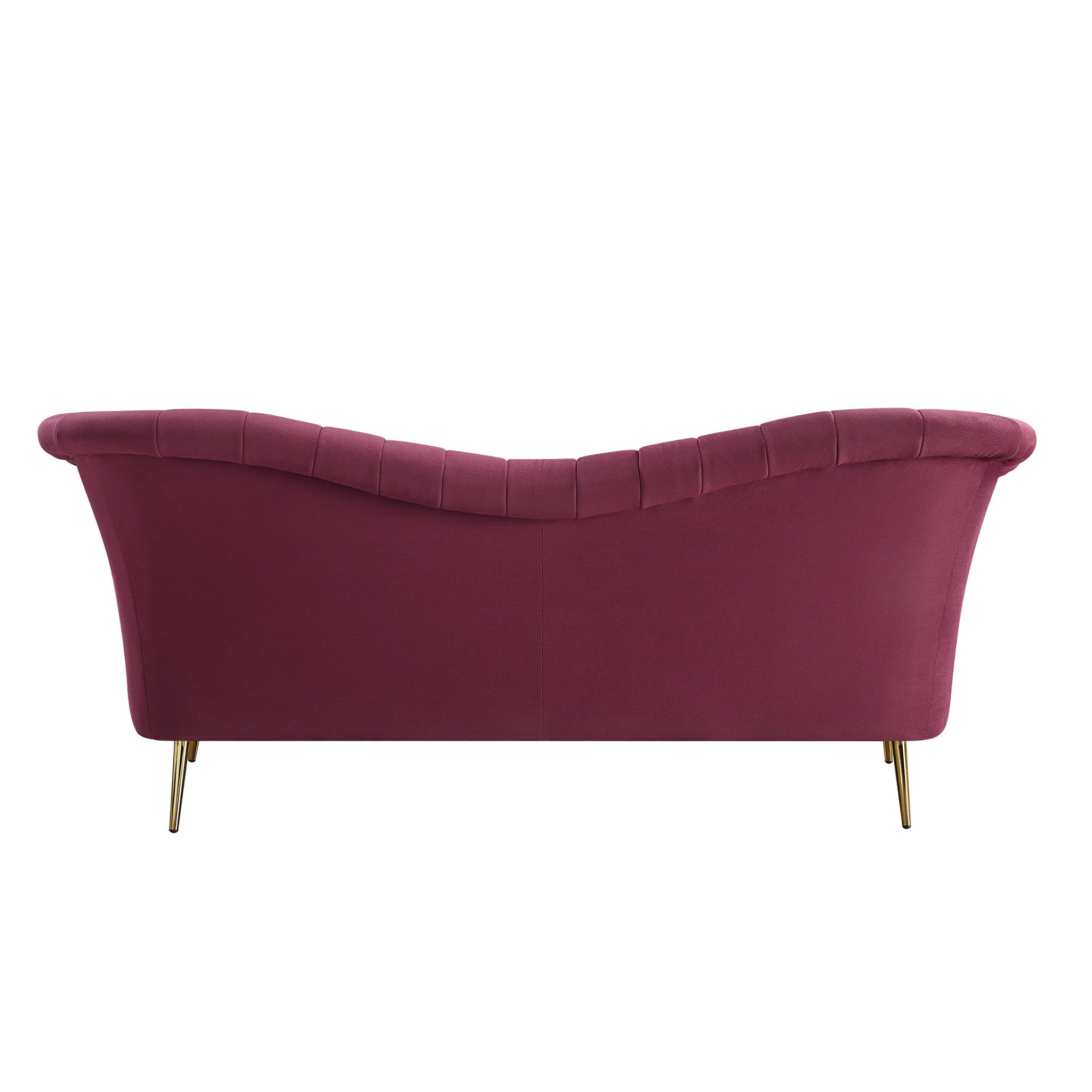 80" Red Velvet And Gold Sofa