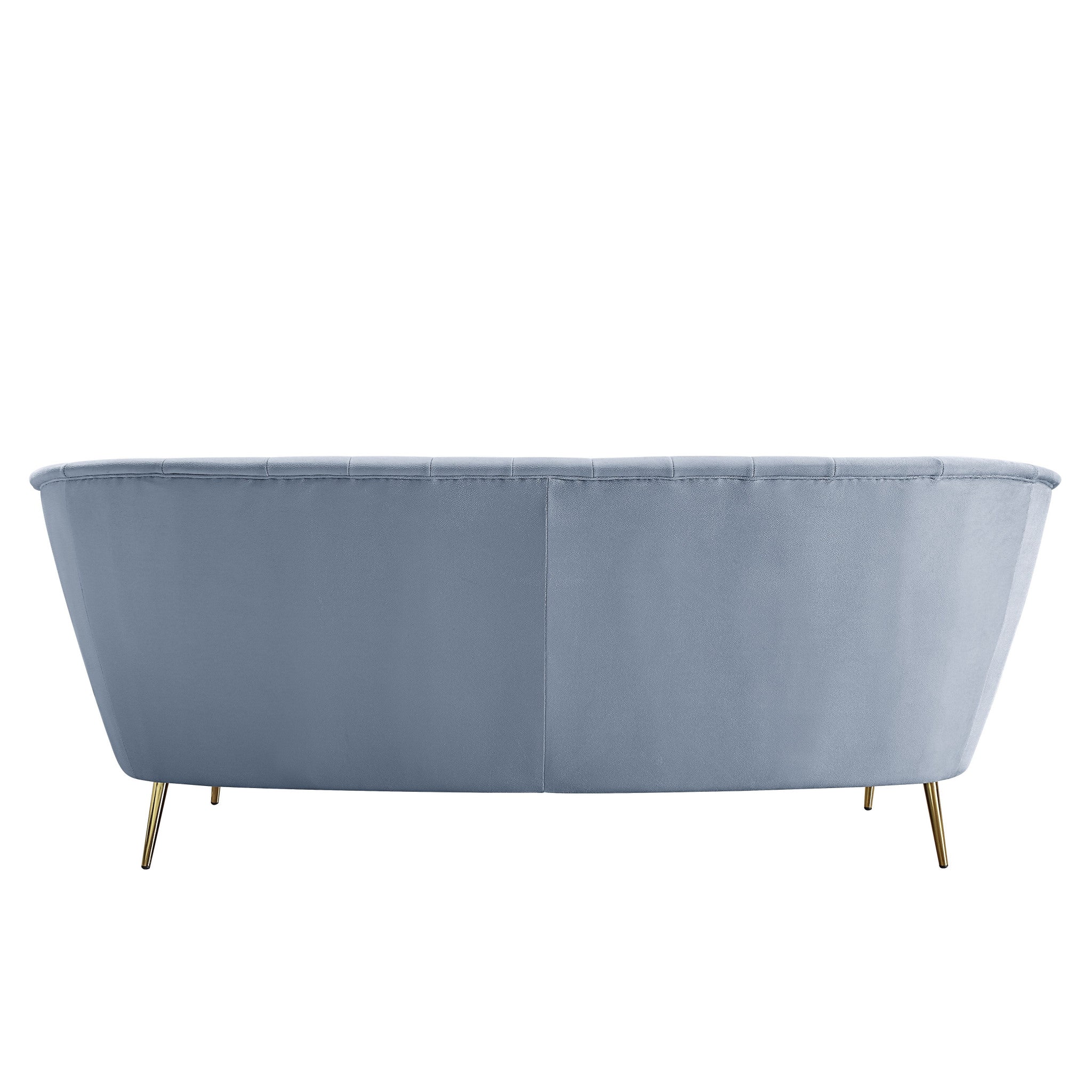 84" Light Gray Velvet And Gold Sofa