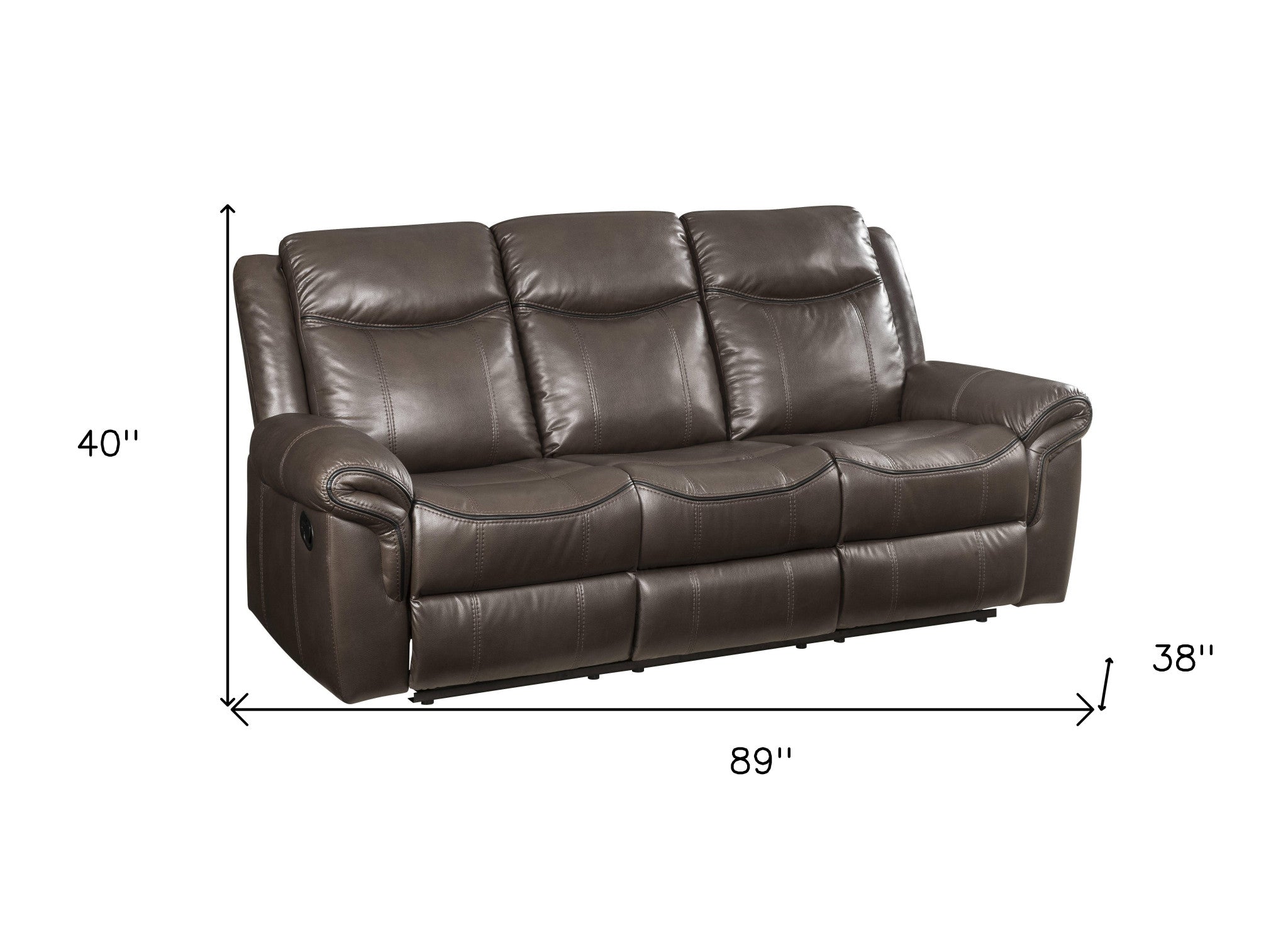 89" Brown Leatheraire And Black Usb Sofa