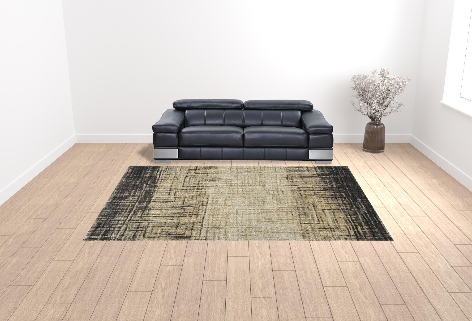 10' X 13' Brown Abstract Ombre Area Rug