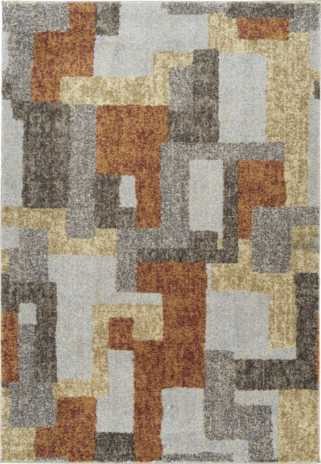 10' X 13' Grey And Brown Geometric Area Rug