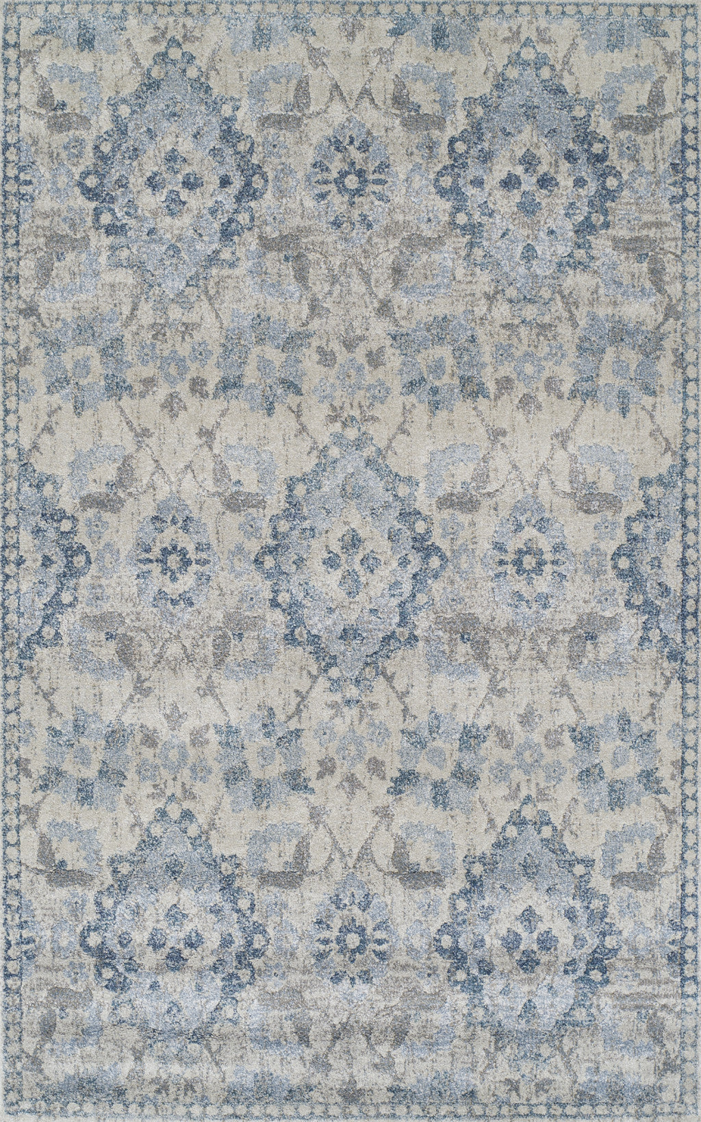 10' X 13' Blue Oriental Distressed Area Rug