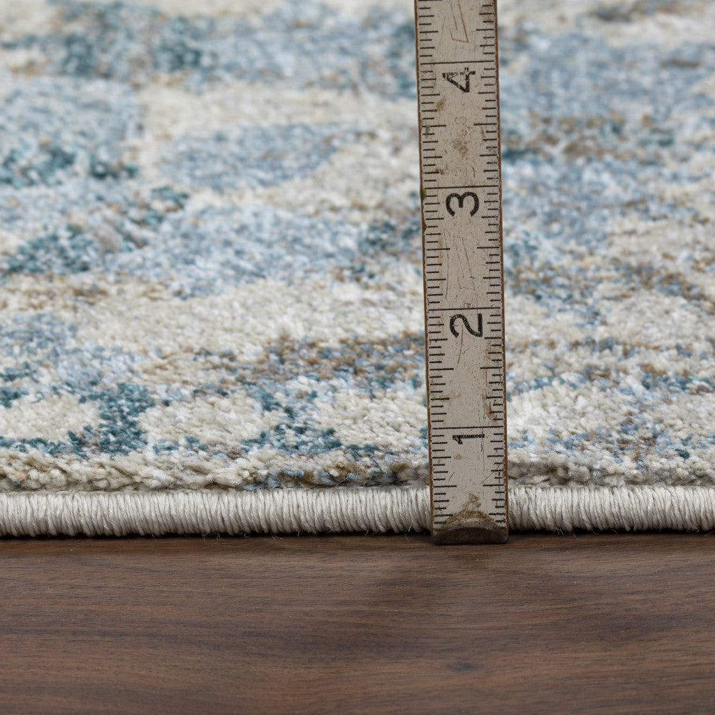 10' X 13' Blue Oriental Distressed Area Rug