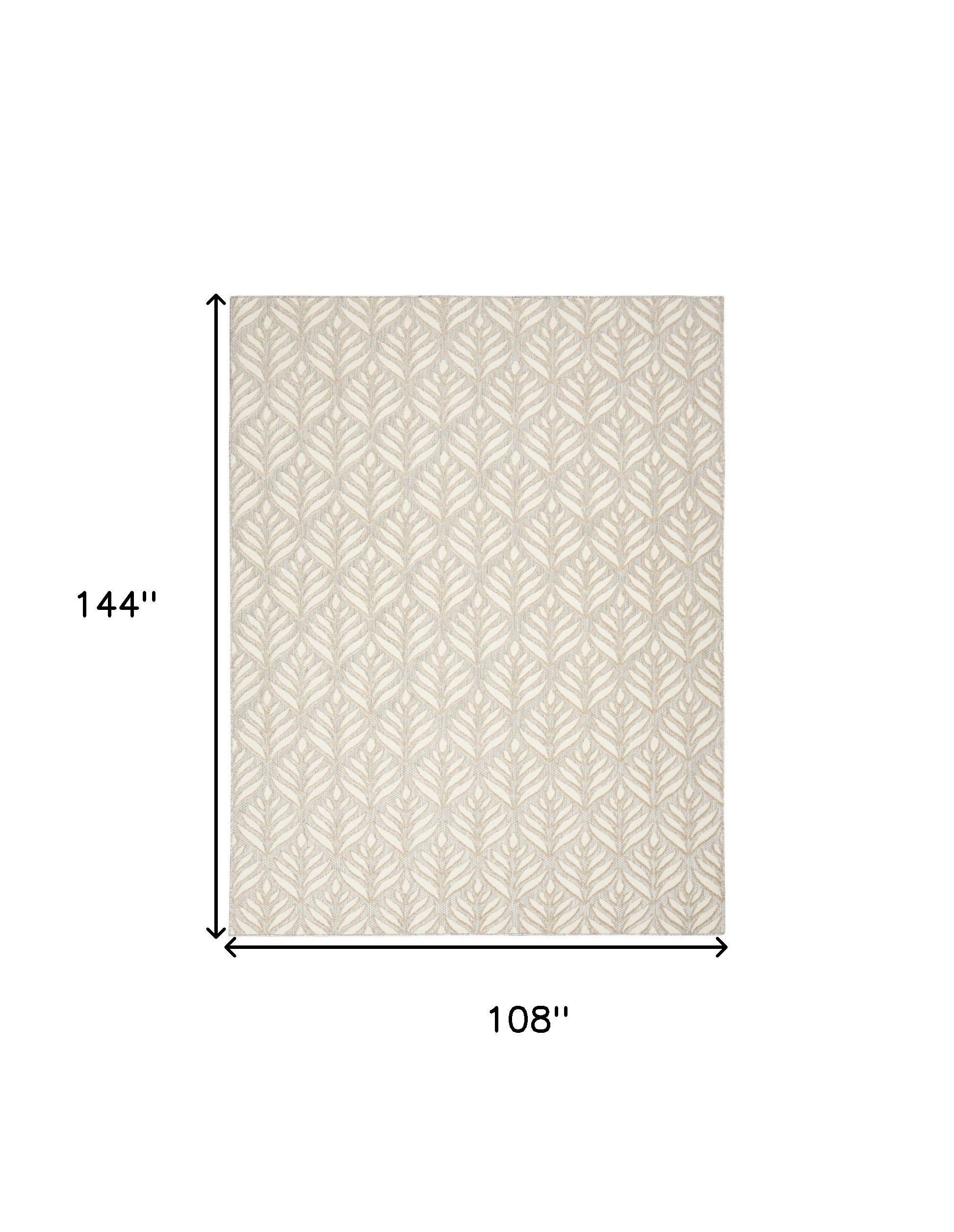 9' X 12' Ivory And Grey Floral Stain Resistant Non Skid Area Rug