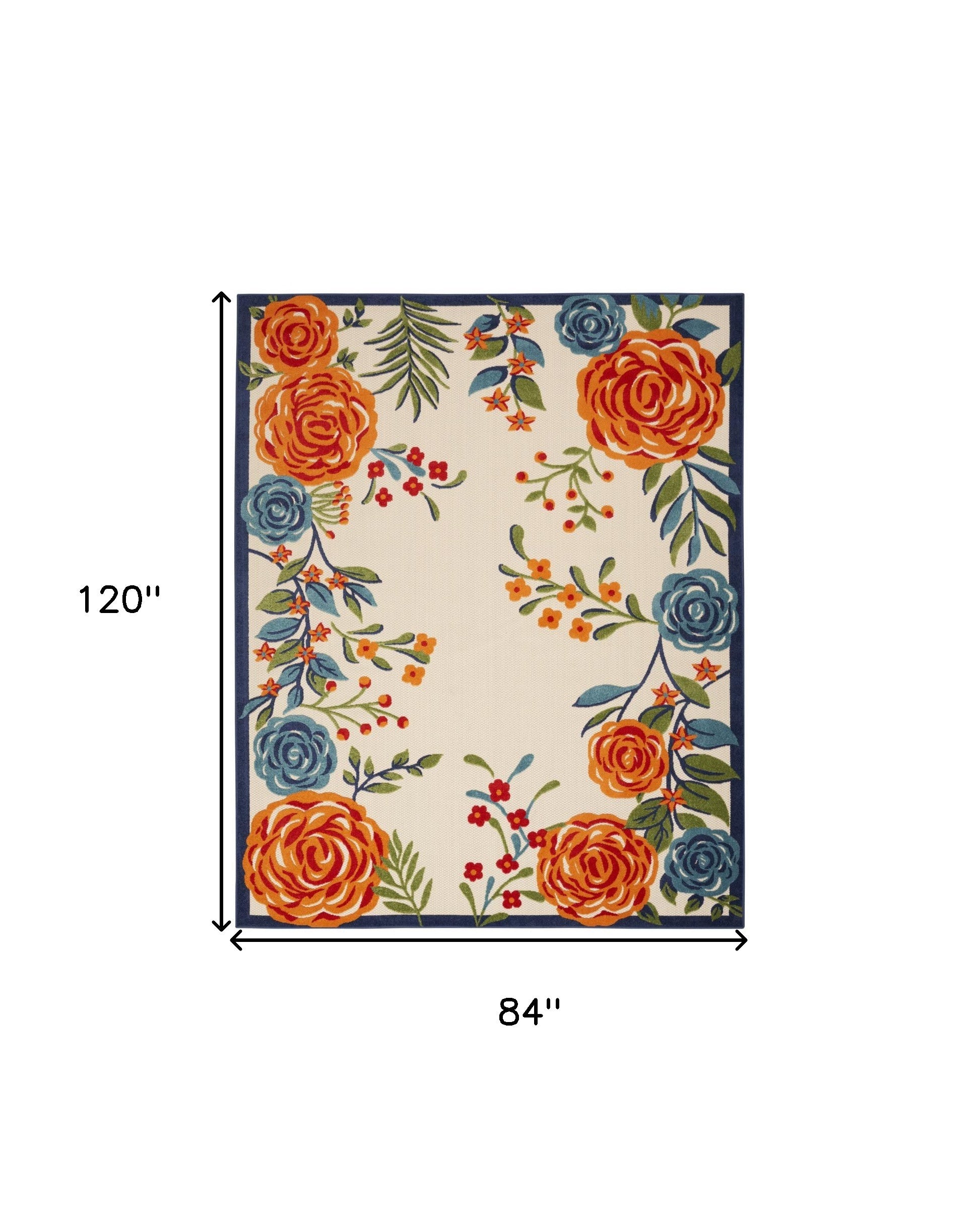 7' X 10' Multicolor Floral Stain Resistant Non Skid Area Rug