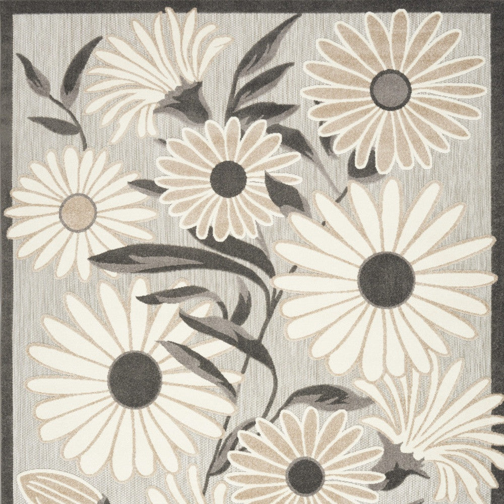 6' X 9' Beige Floral Stain Resistant Non Skid Area Rug