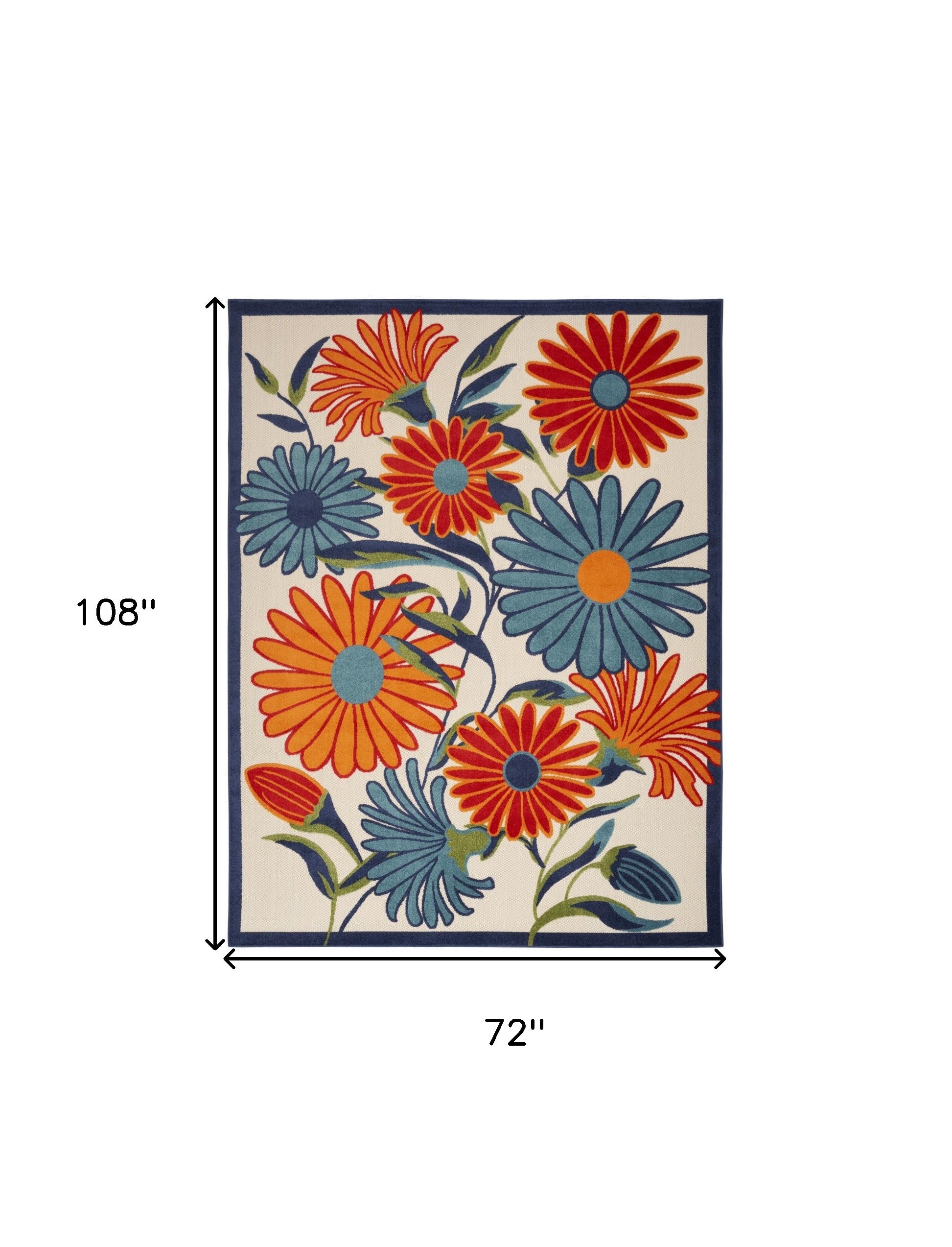 6' X 9' Multicolor Floral Stain Resistant Non Skid Area Rug