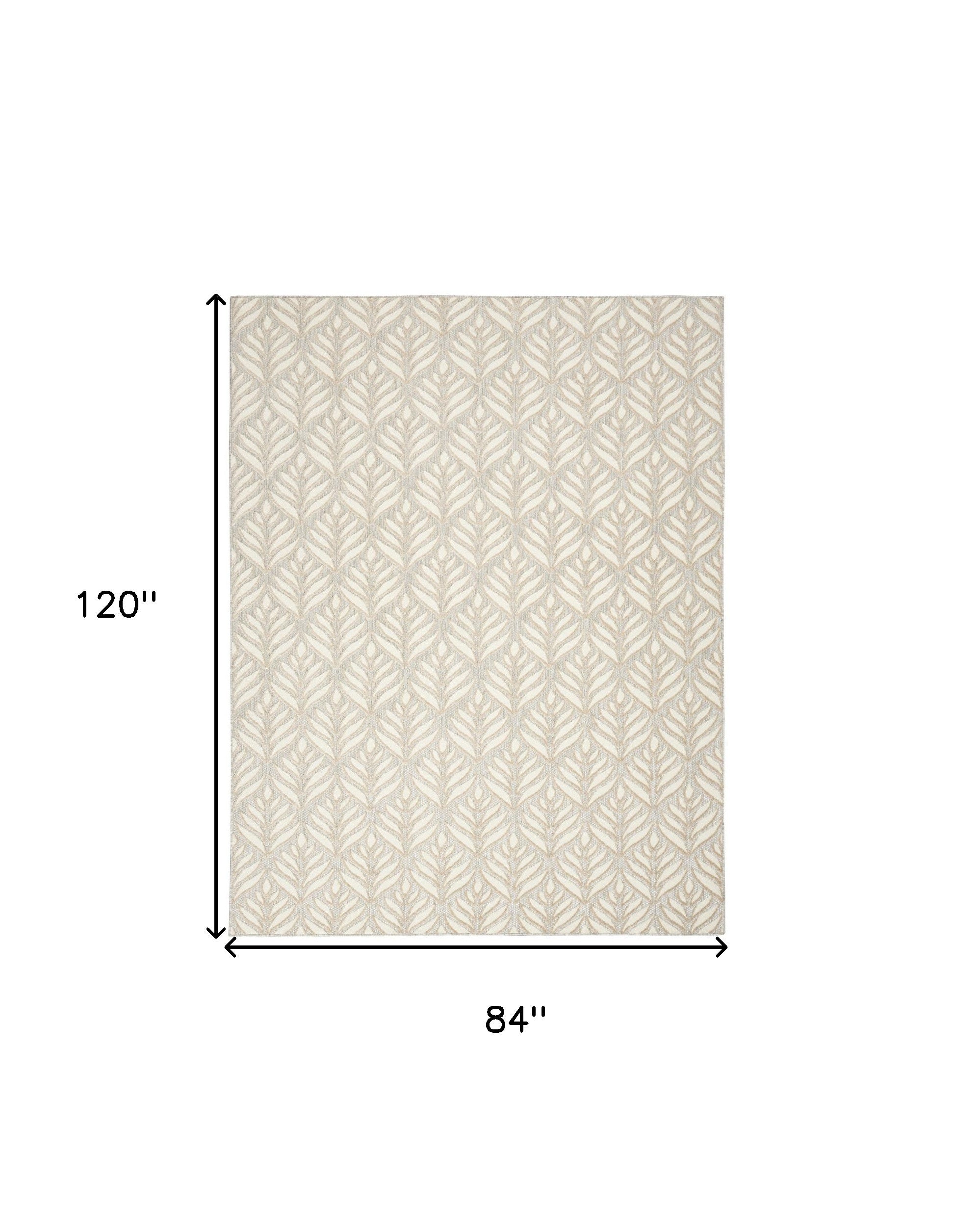 7' X 10' Ivory And Grey Floral Stain Resistant Non Skid Area Rug