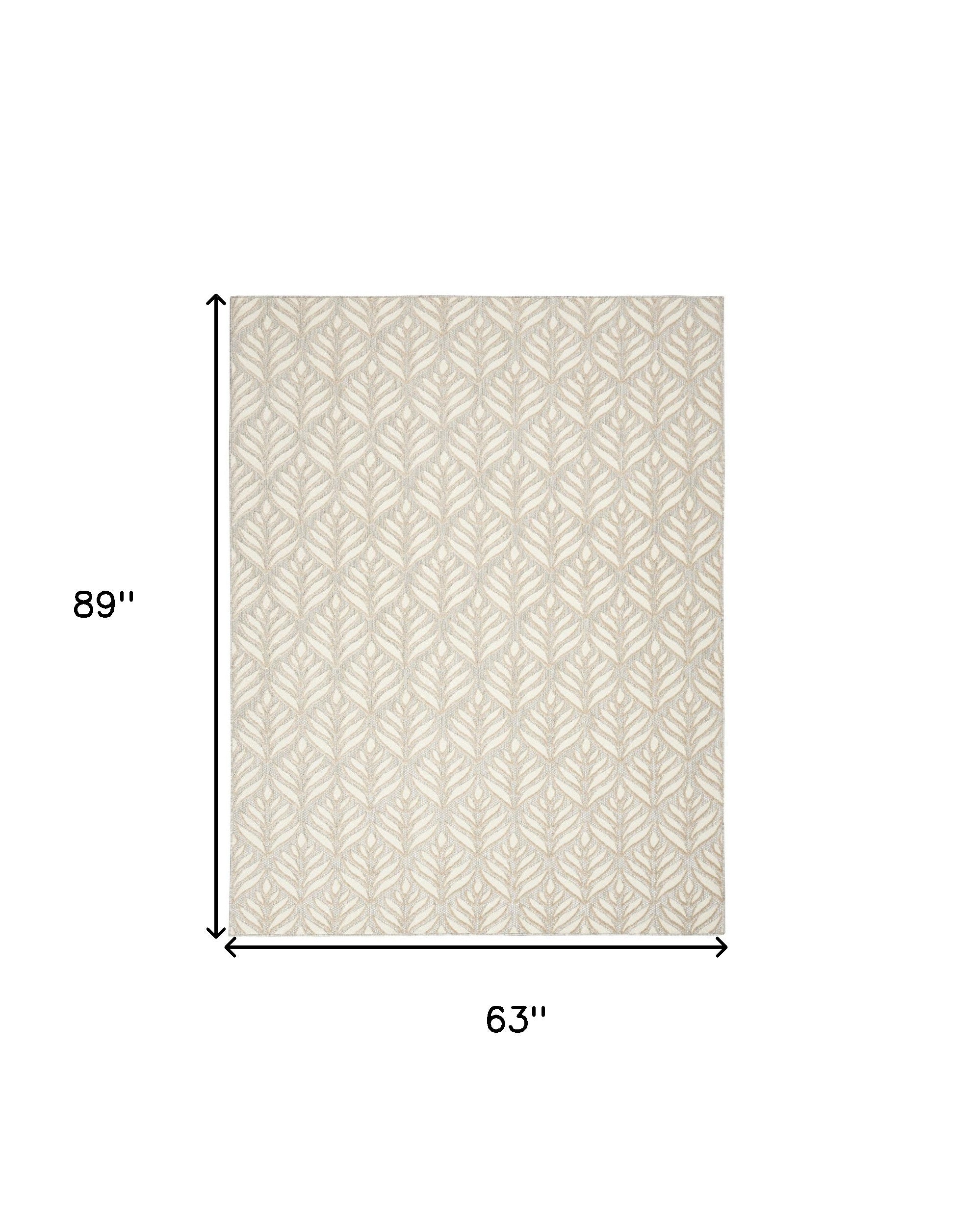 5' X 8' Ivory And Grey Floral Stain Resistant Non Skid Area Rug